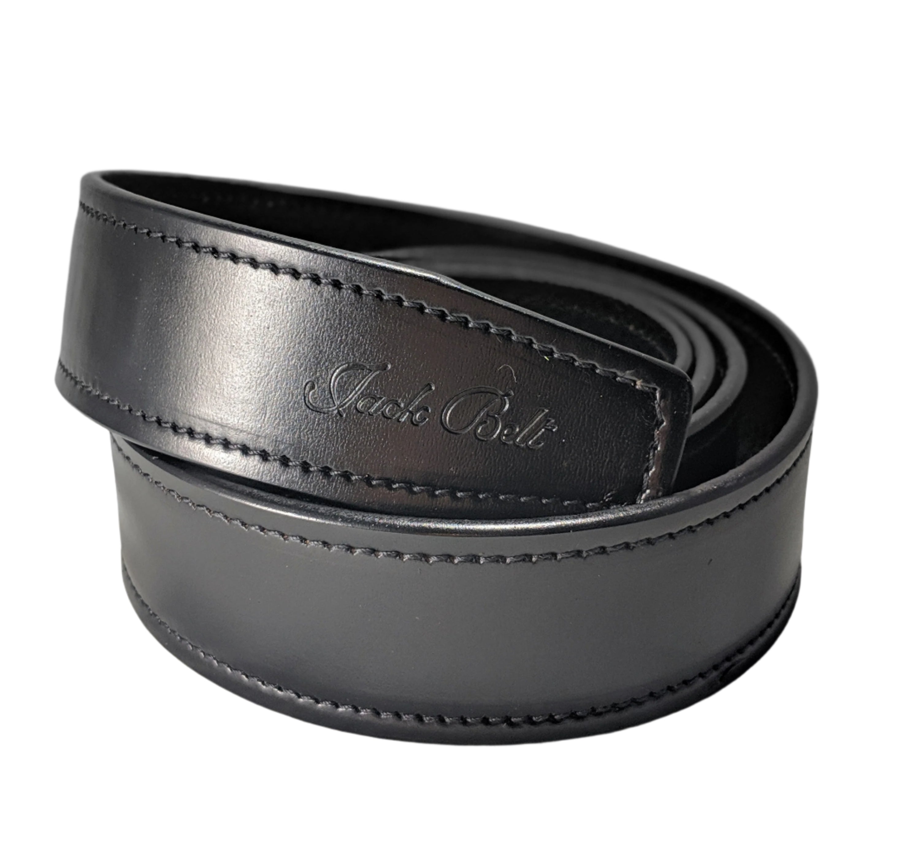 Jack Belt® Men's Full Grain Leather Belt - Plain Black With M3 Buckle (PLBLM3)