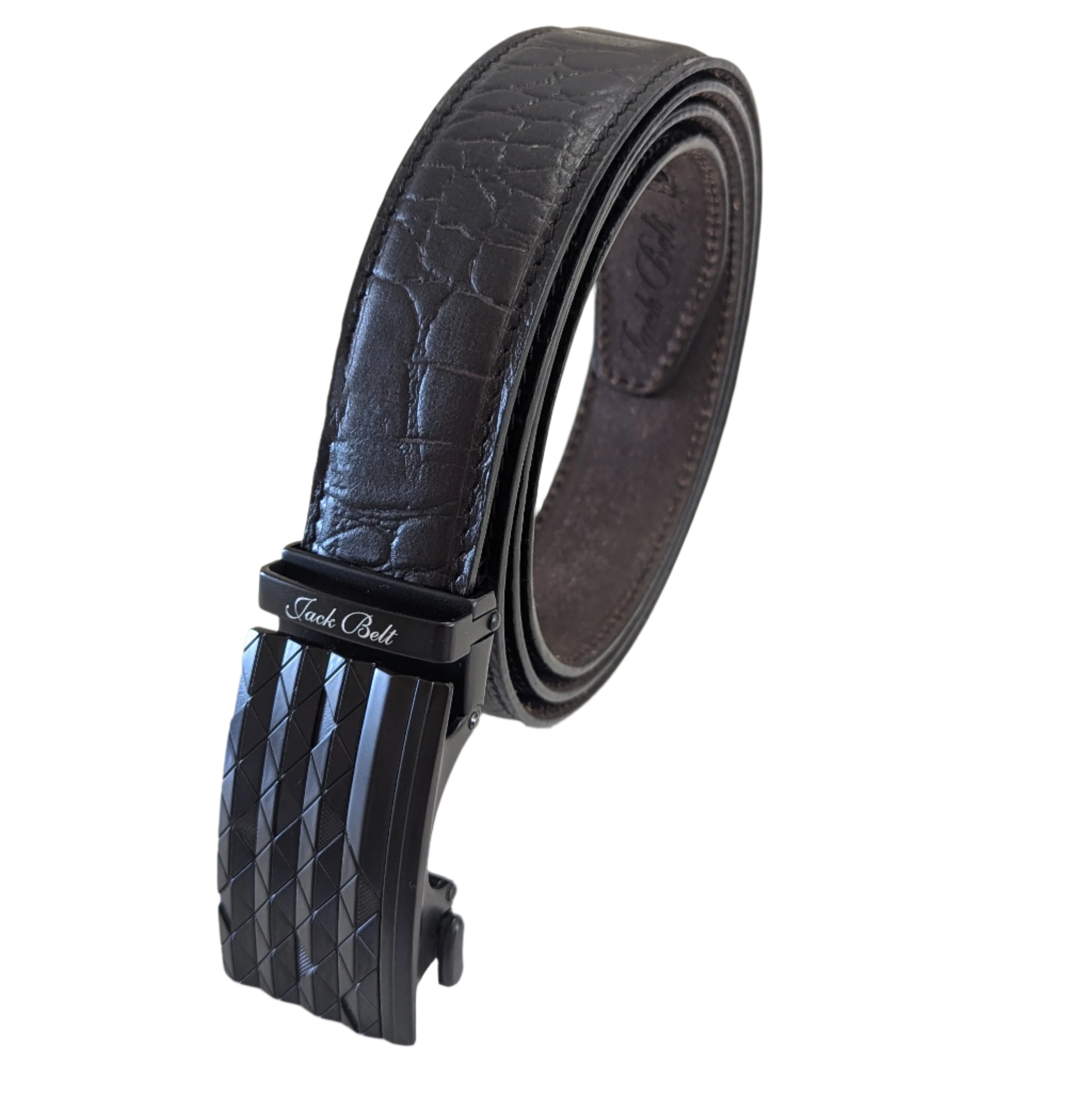 Jack Belt® Men's Full Grain Leather Belt - Croc Black With M72 Buckle (CRBLM72)