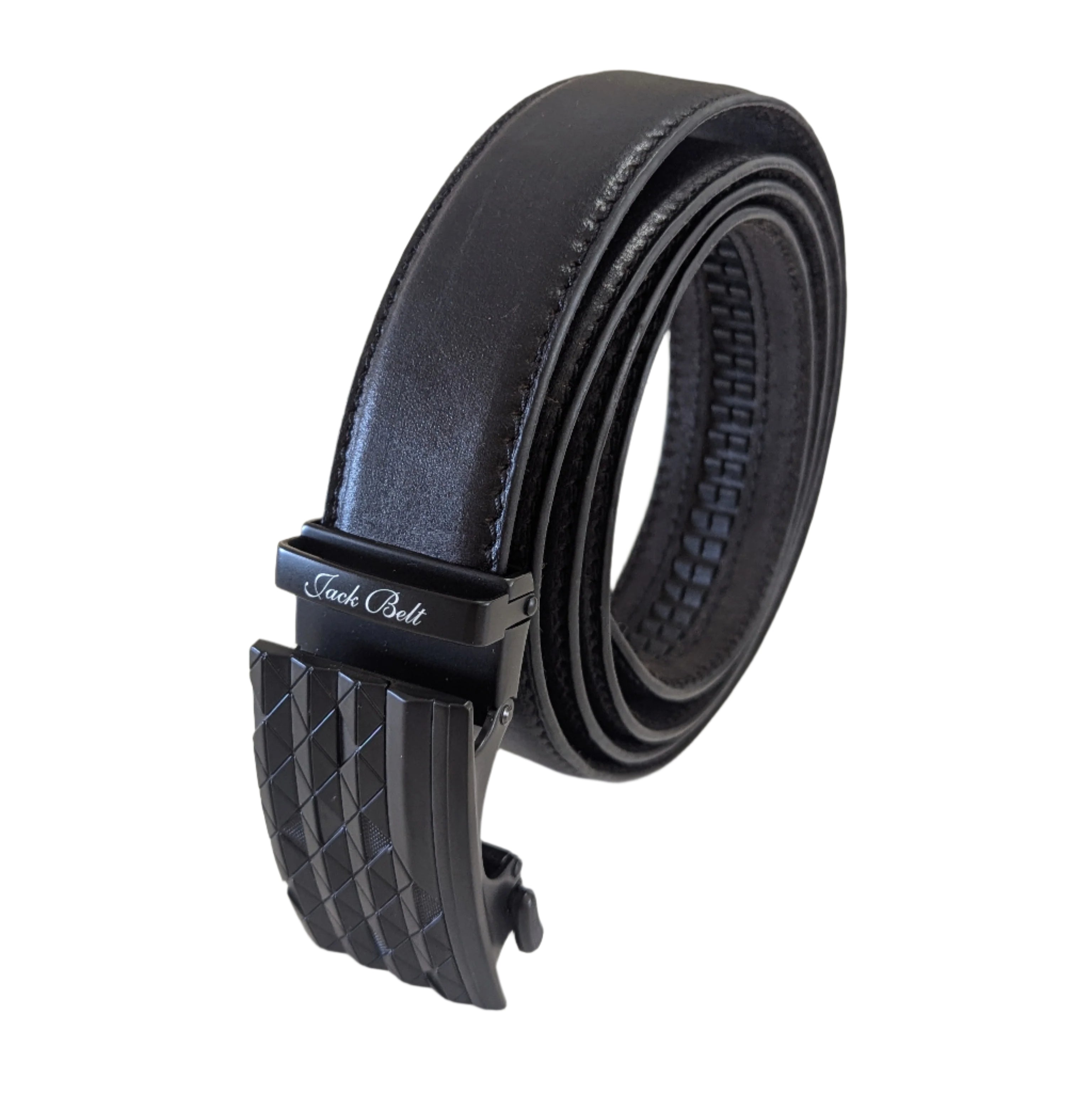 Jack Belt® Men's Full Grain Leather Belt - Plain Black With M72 Buckle (PLBLM72)