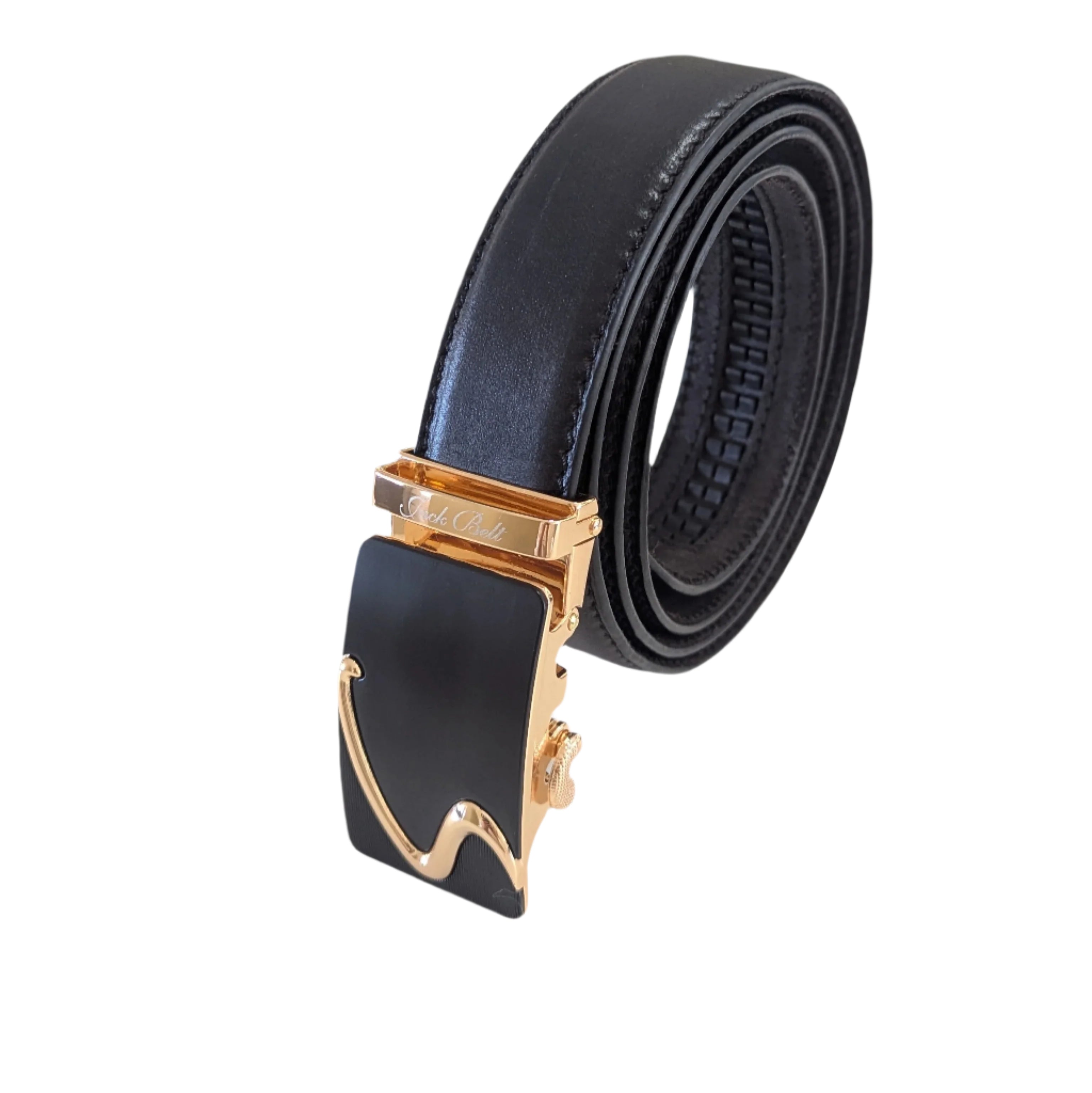 Jack Belt® Men's Full Grain Leather Belt - Plain Black With M75 Buckle (PLBLM75)