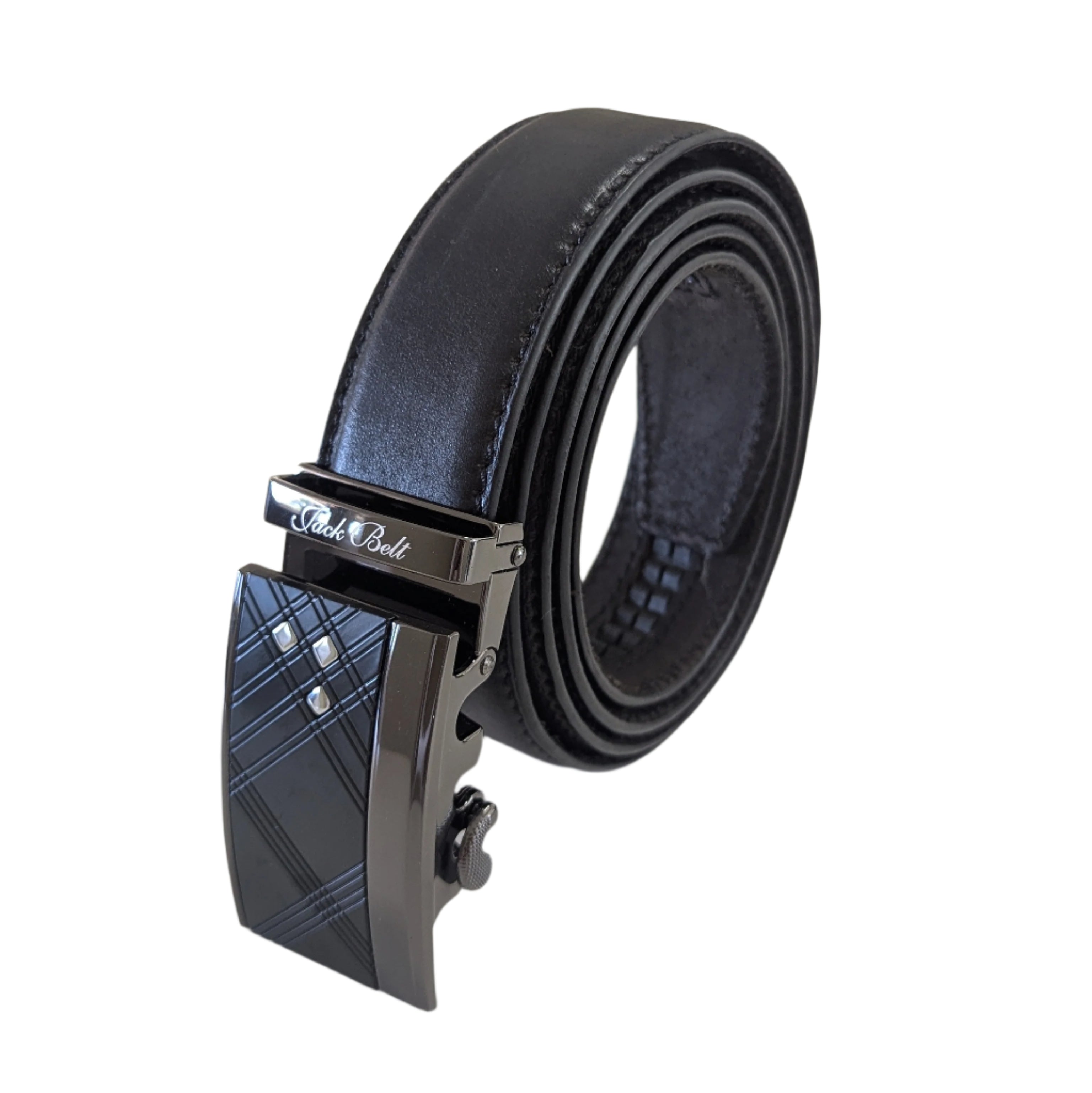 Jack Belt® Men's Full Grain Leather Belt - Plain Black With M77 Buckle (PLBLM77)