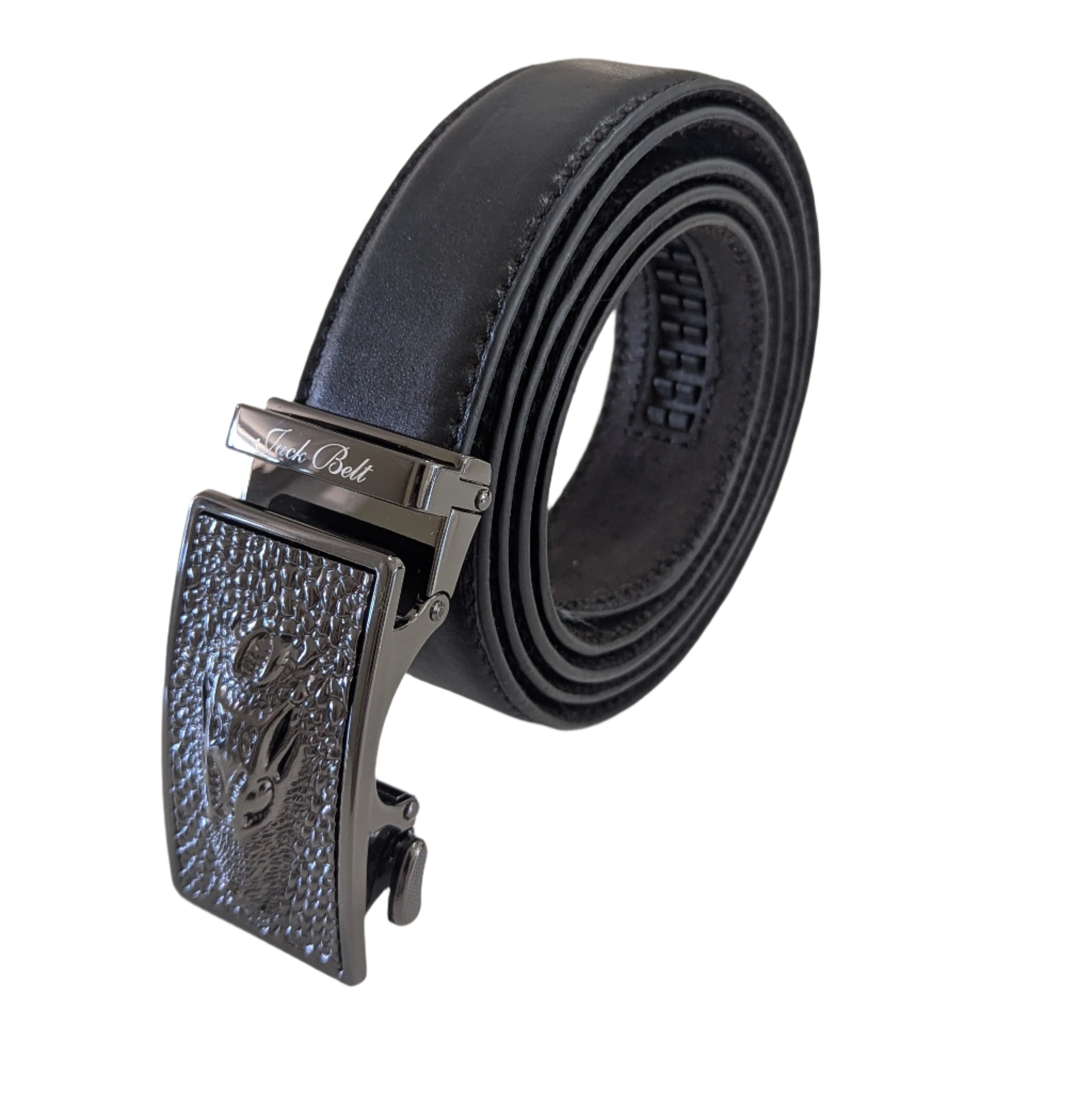 Jack Belt® Men's Full Grain Leather Belt - Plain Black With M79 Buckle (PLBLM79)