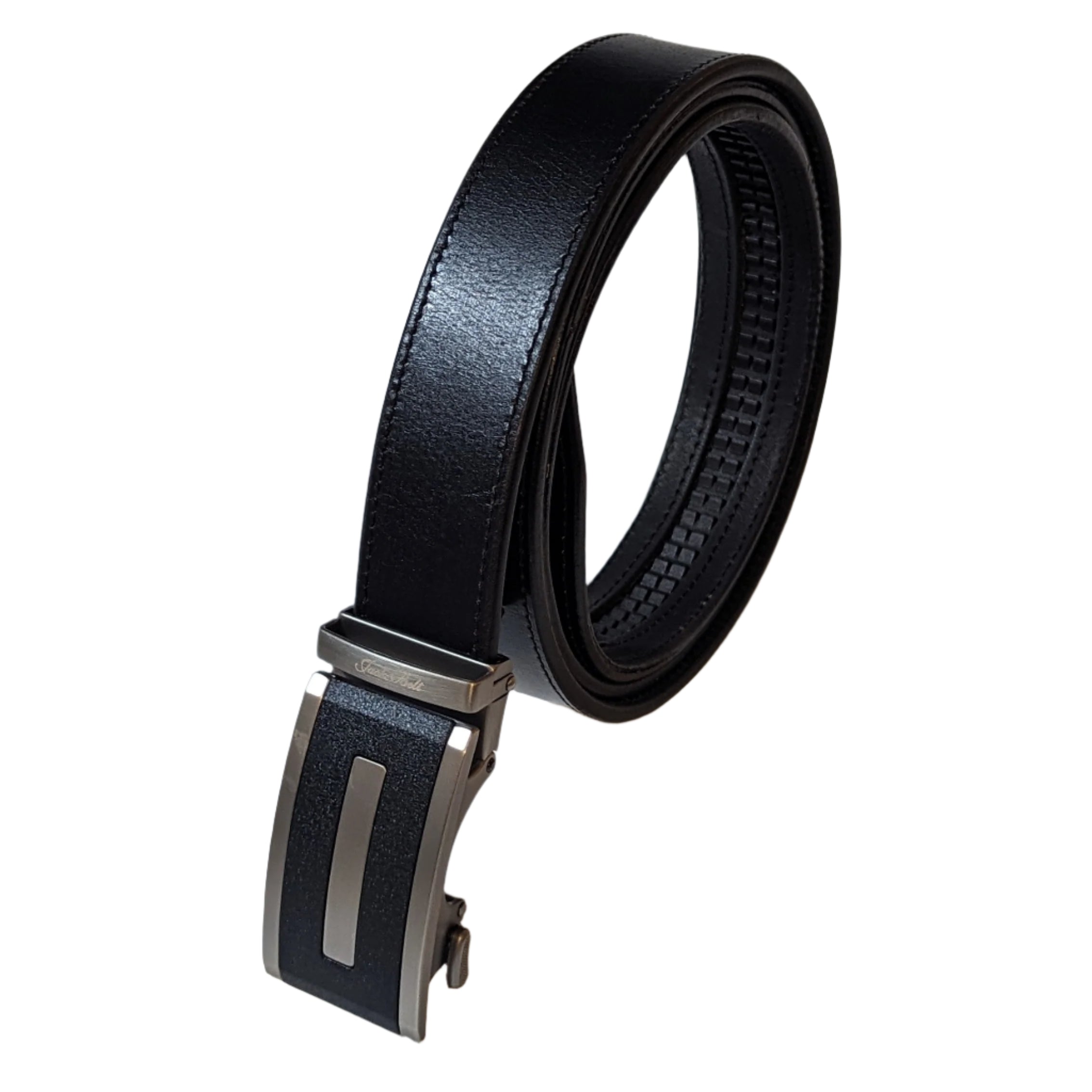 Jack Belt® Men's Full Grain Leather Belt - Plain Black With M3 Buckle (PLBLM3)