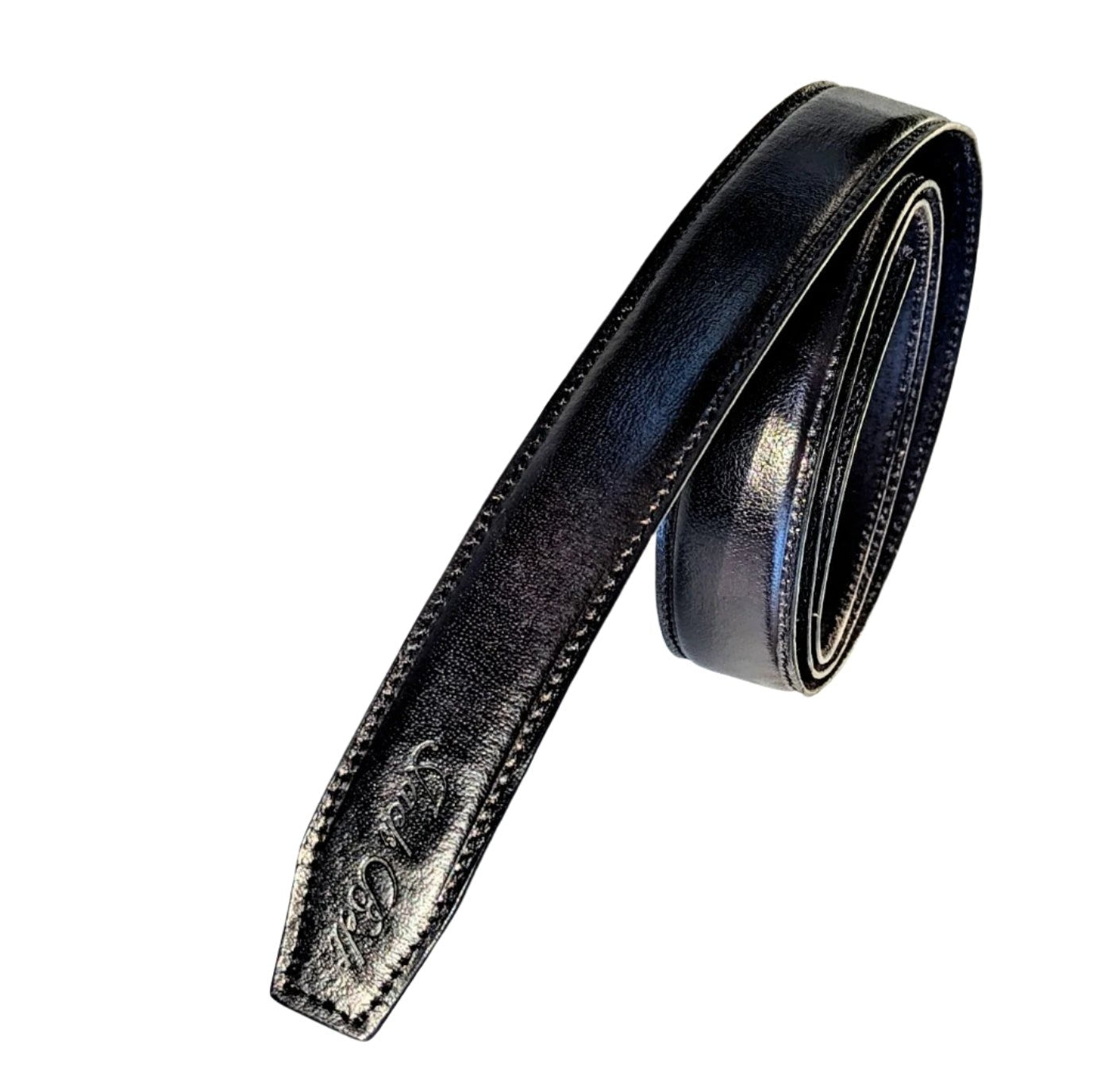 Jack Belt® Men's Full Grain Leather Belt Strap - Plain Black (PLBL)
