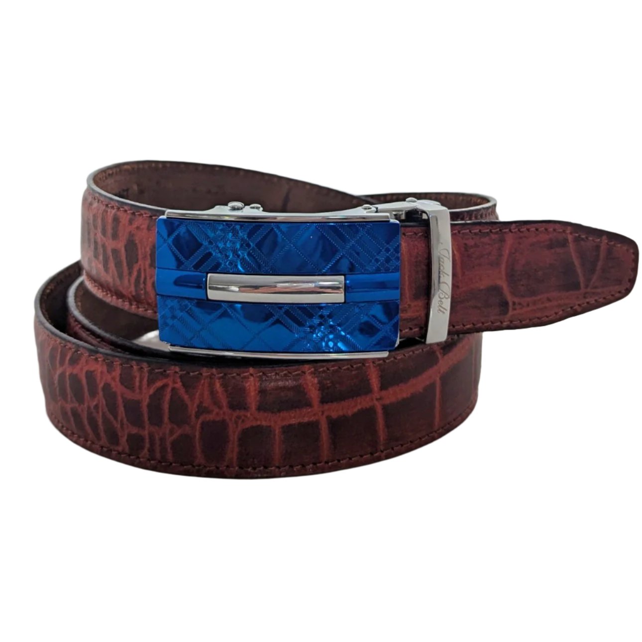 Jack Belt® Men's Full Grain Leather Belt - Croc Brown With M5 Buckle (CRBRM5)