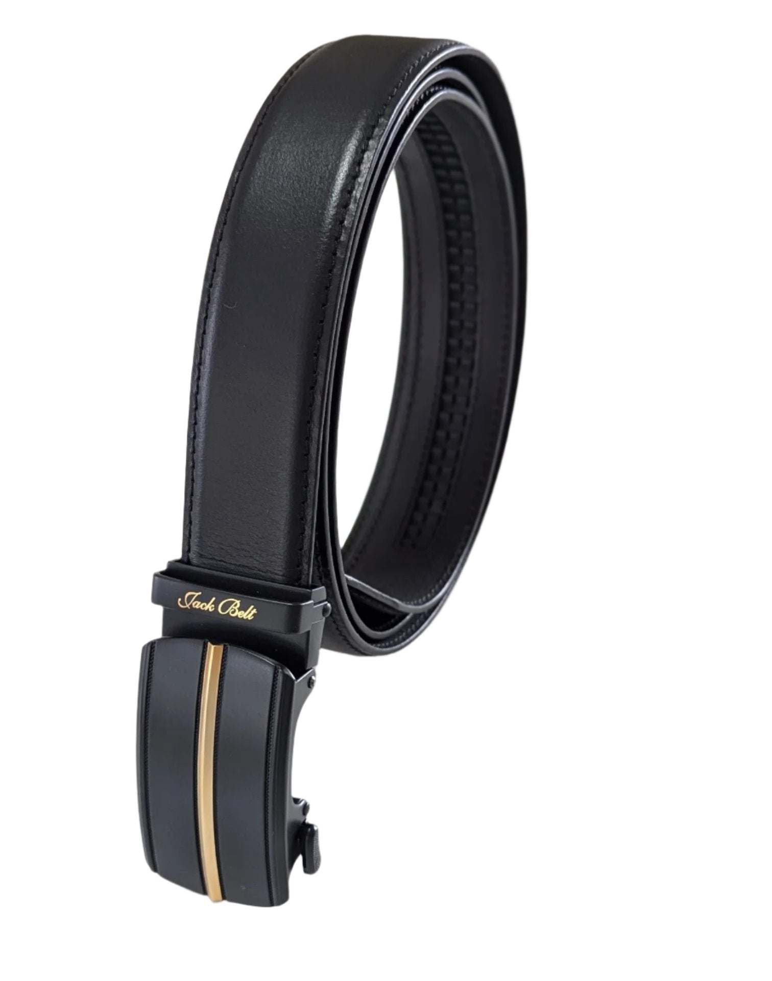 Jack Belt® Men's Full Grain Leather Belt - Plain Black With M8 Buckle (PLBLM8)