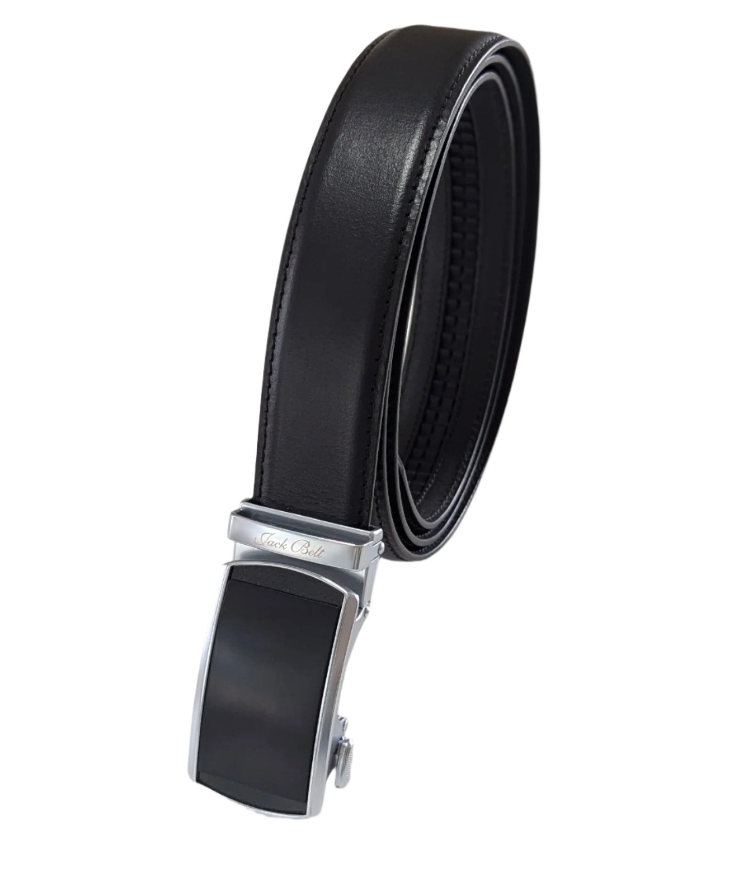 Jack Belt® Men's Full Grain Leather Belt - Plain Black With M6 Buckle (PLBLM6)