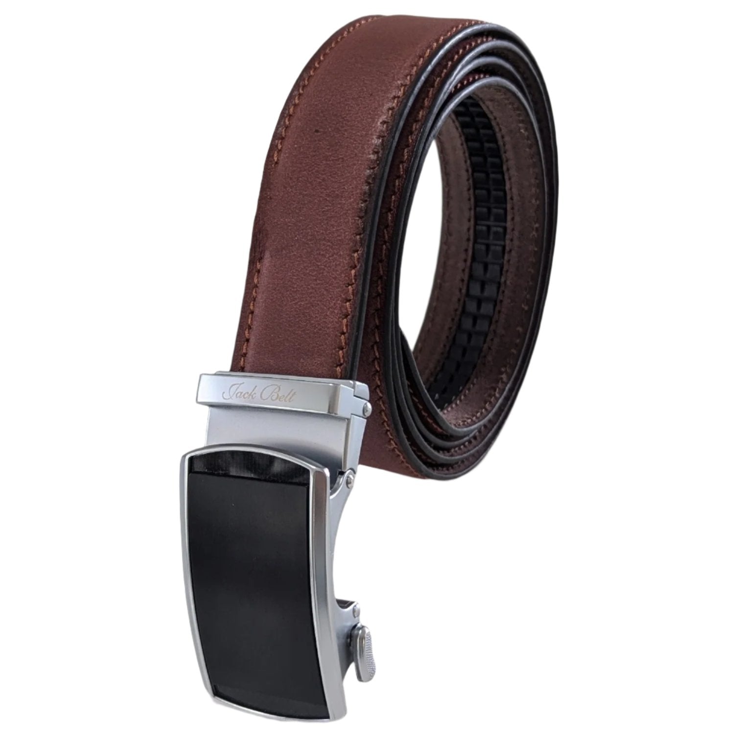 Jack Belt® Men's Full Grain Leather Belt - Plain Brown With M6 Buckle (PLBRM6)
