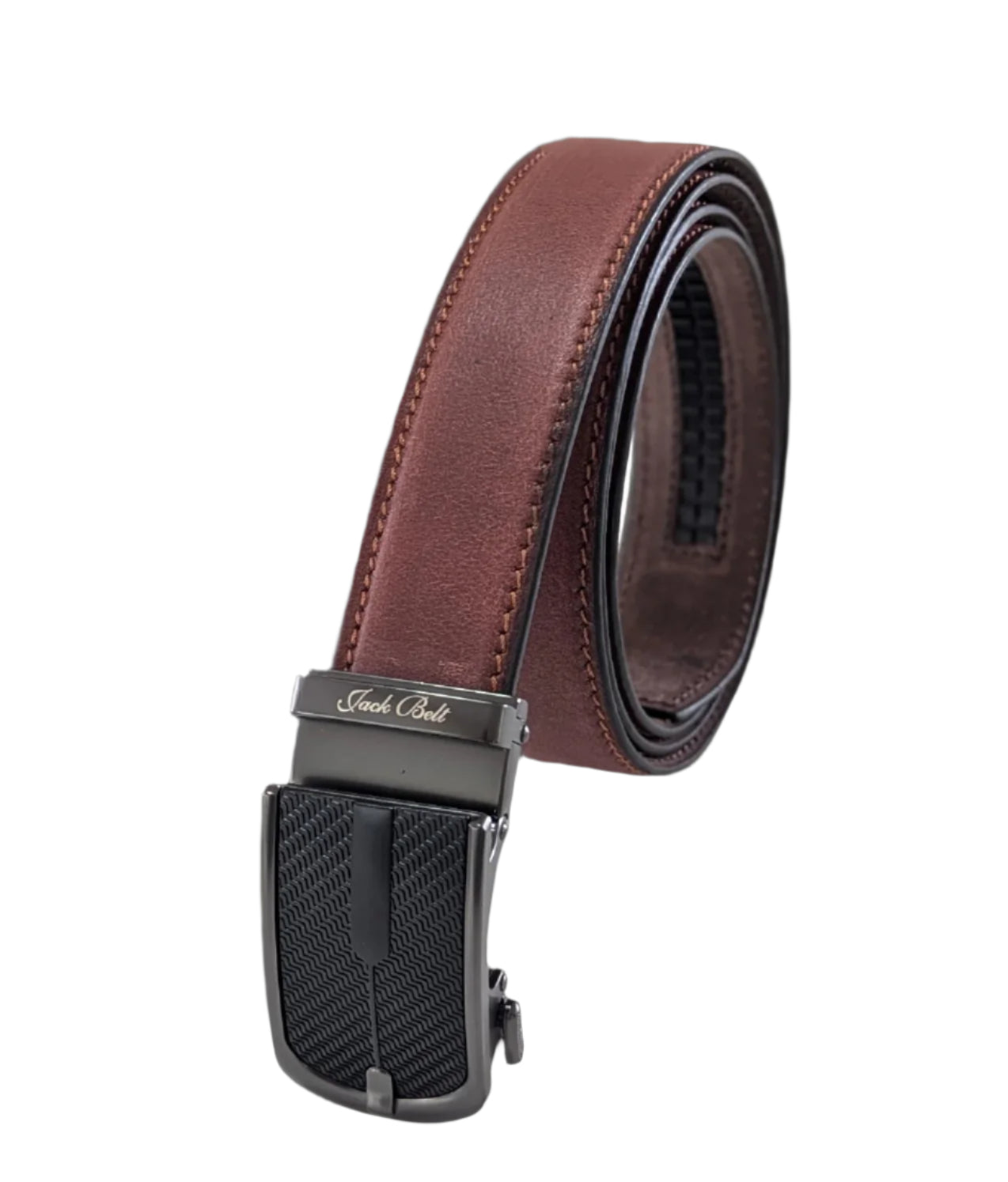 Jack Belt® Men's Full Grain Leather Belt - Plain Brown With M9 Buckle (PLBRM9)