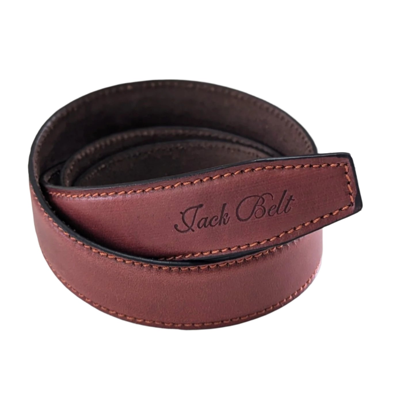 Jack Belt® Men's Full Grain Leather Belt - Plain Brown With M6 Buckle (PLBRM6)