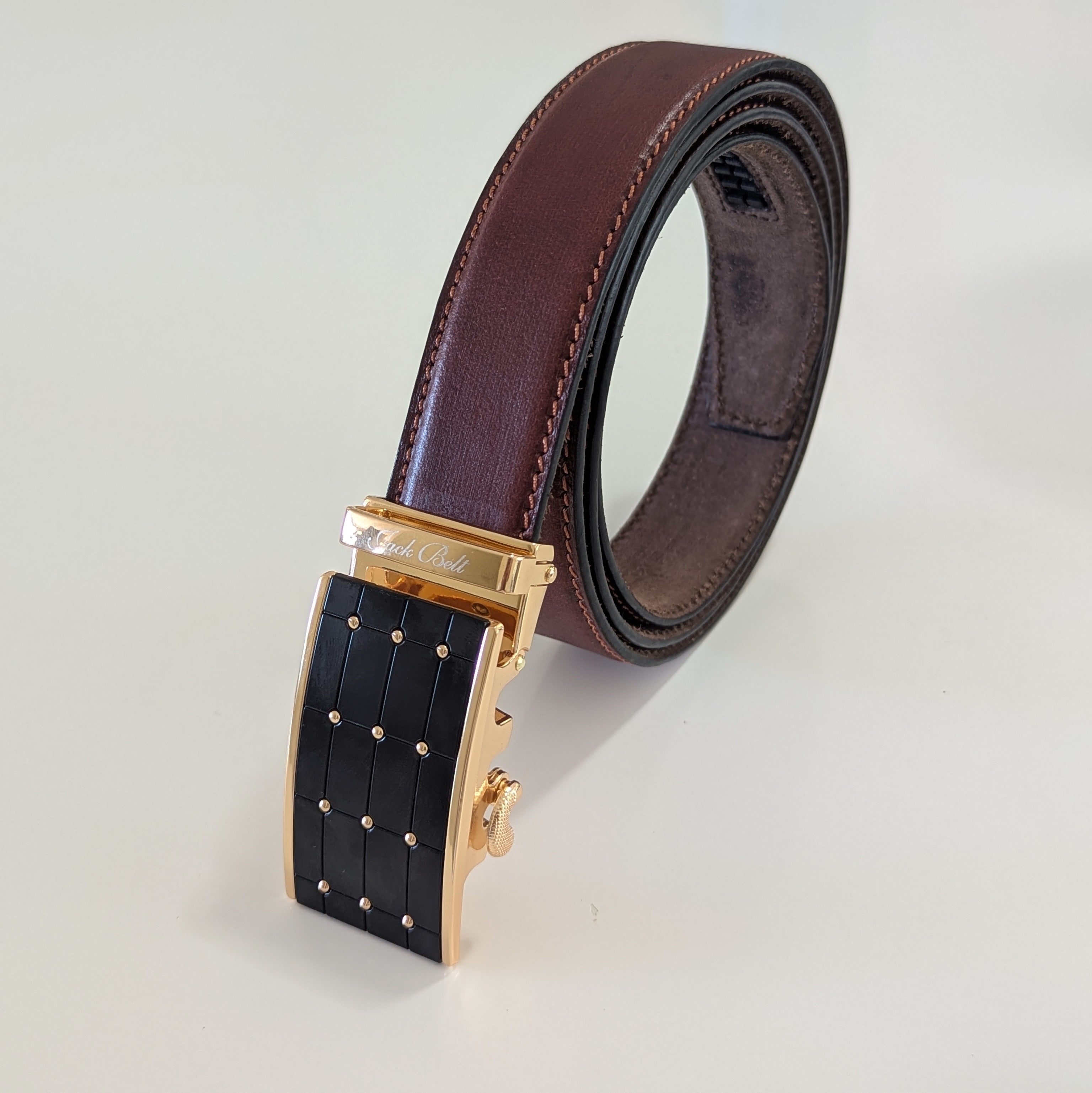 Jack Belt® Men's Full Grain Leather Belt - Plain Brown With M78 Buckle (PLBRM78)