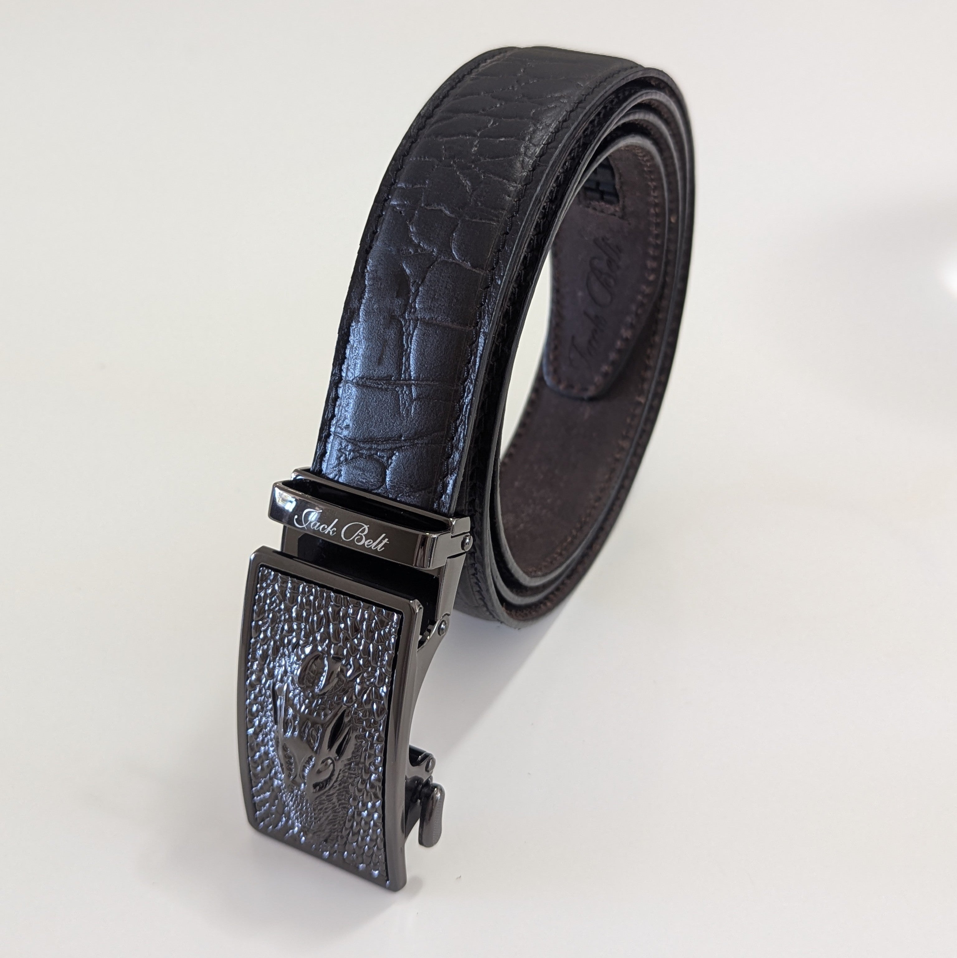 Jack Belt® Men's Full Grain Leather Belt - Croc Black With M79 Buckle (CRBLM79)