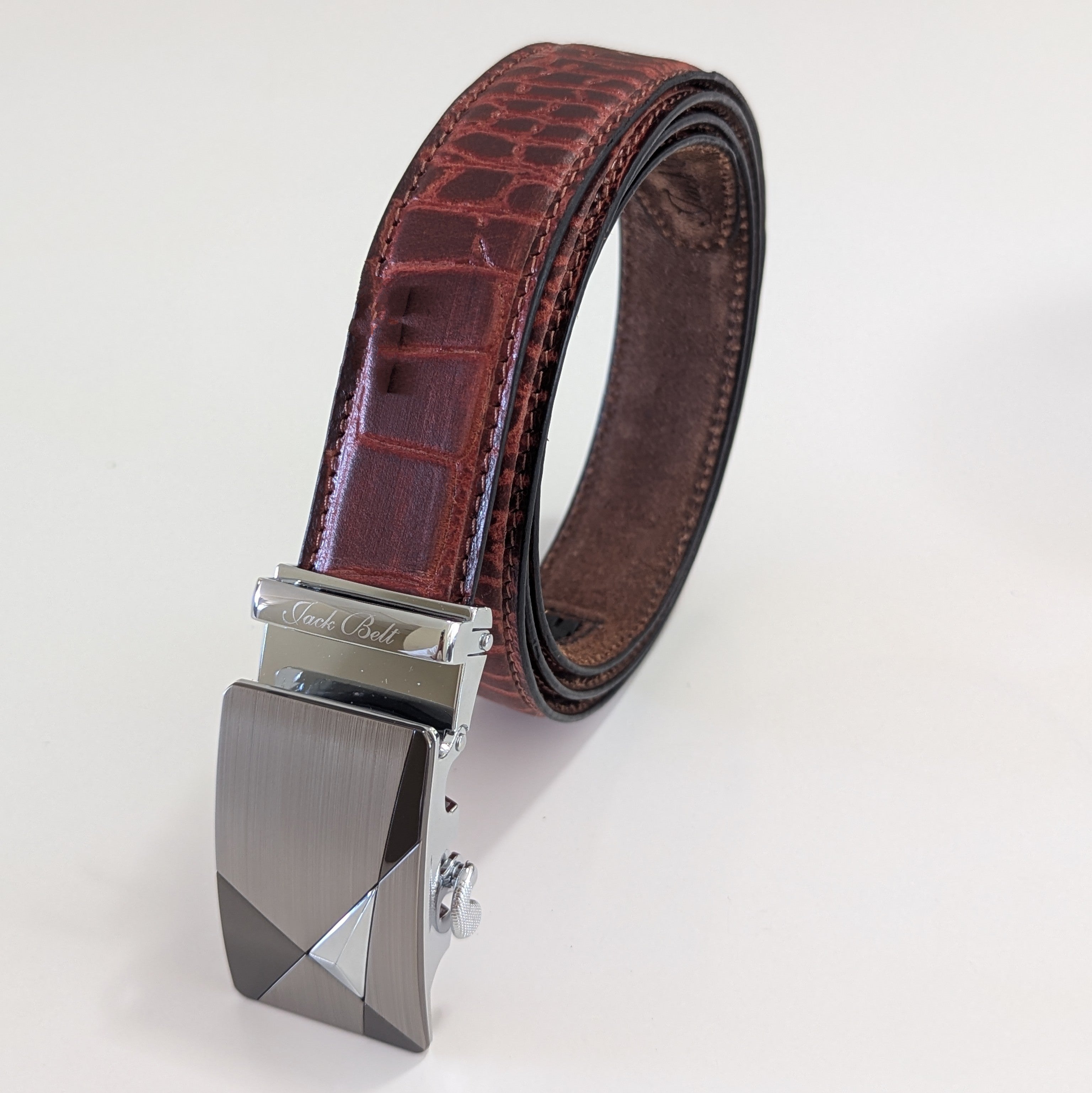 Jack Belt® Men's Full Grain Leather Belt - Croc Brown With M73 Buckle (CRBRM73)