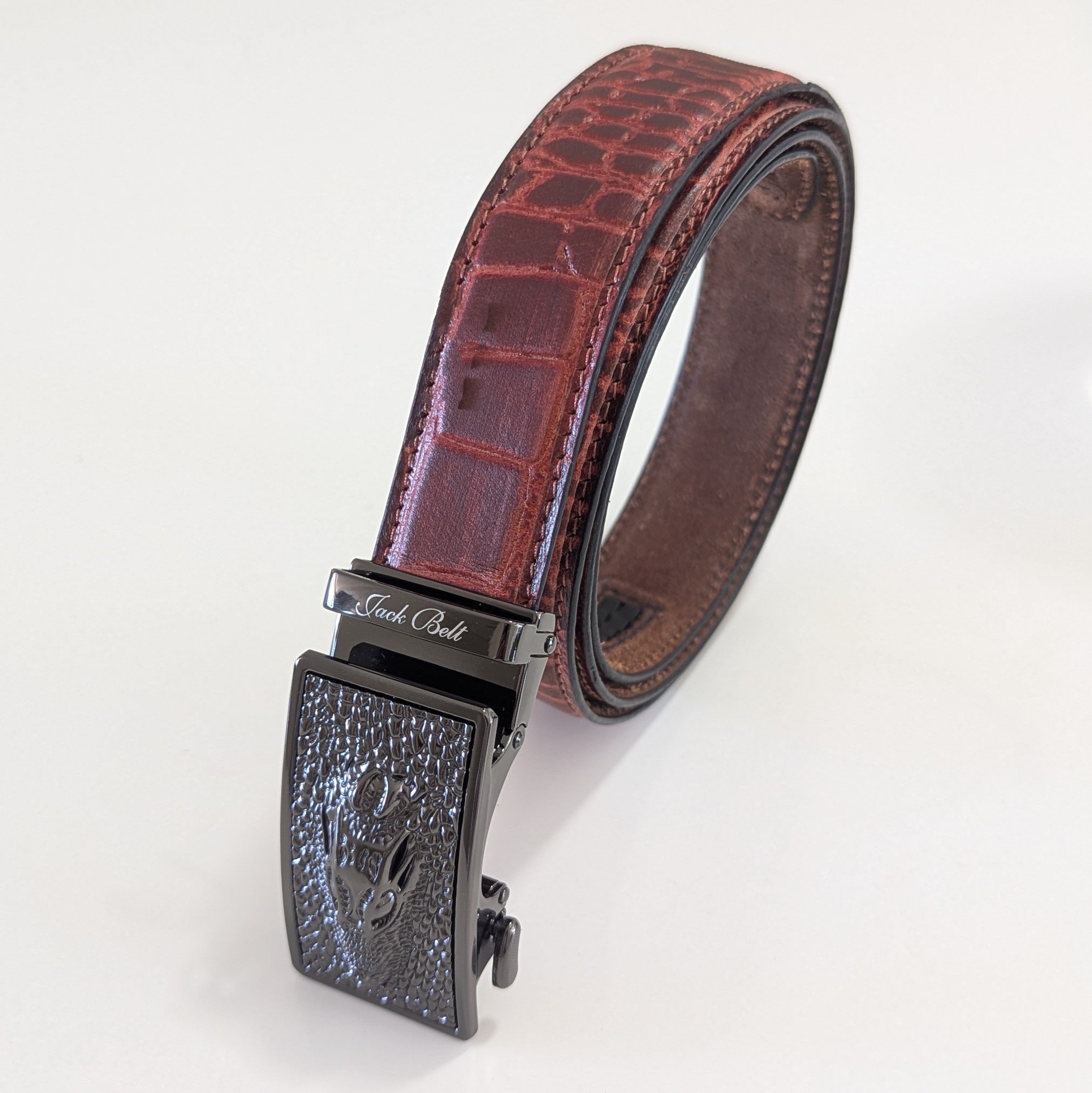 Jack Belt® Men's Full Grain Leather Belt - Croc Brown With M79 Buckle (CRBRM79)