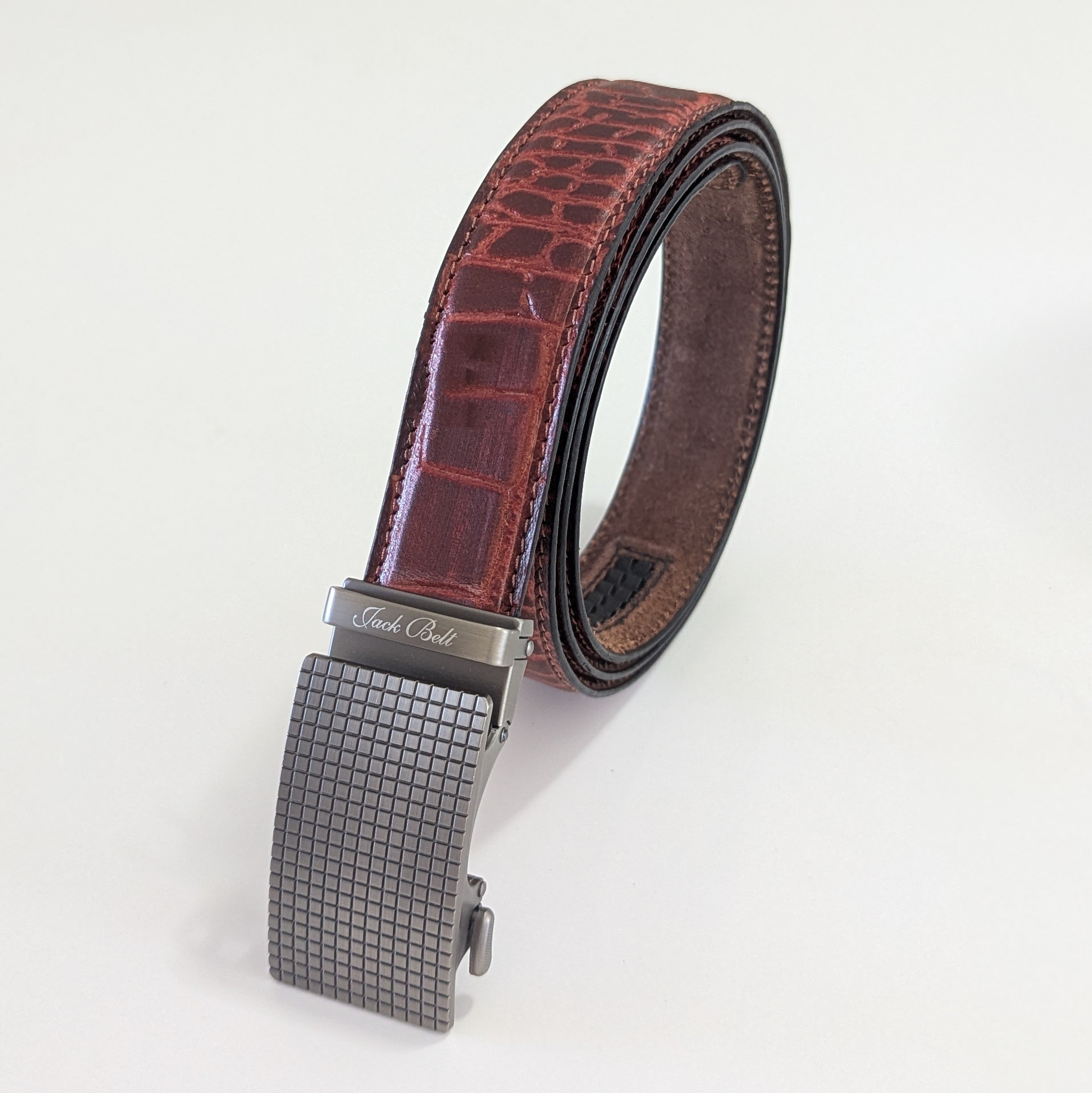 Jack Belt® Men's Full Grain Leather Belt - Croc Brown With M76 Buckle (CRBRM76)