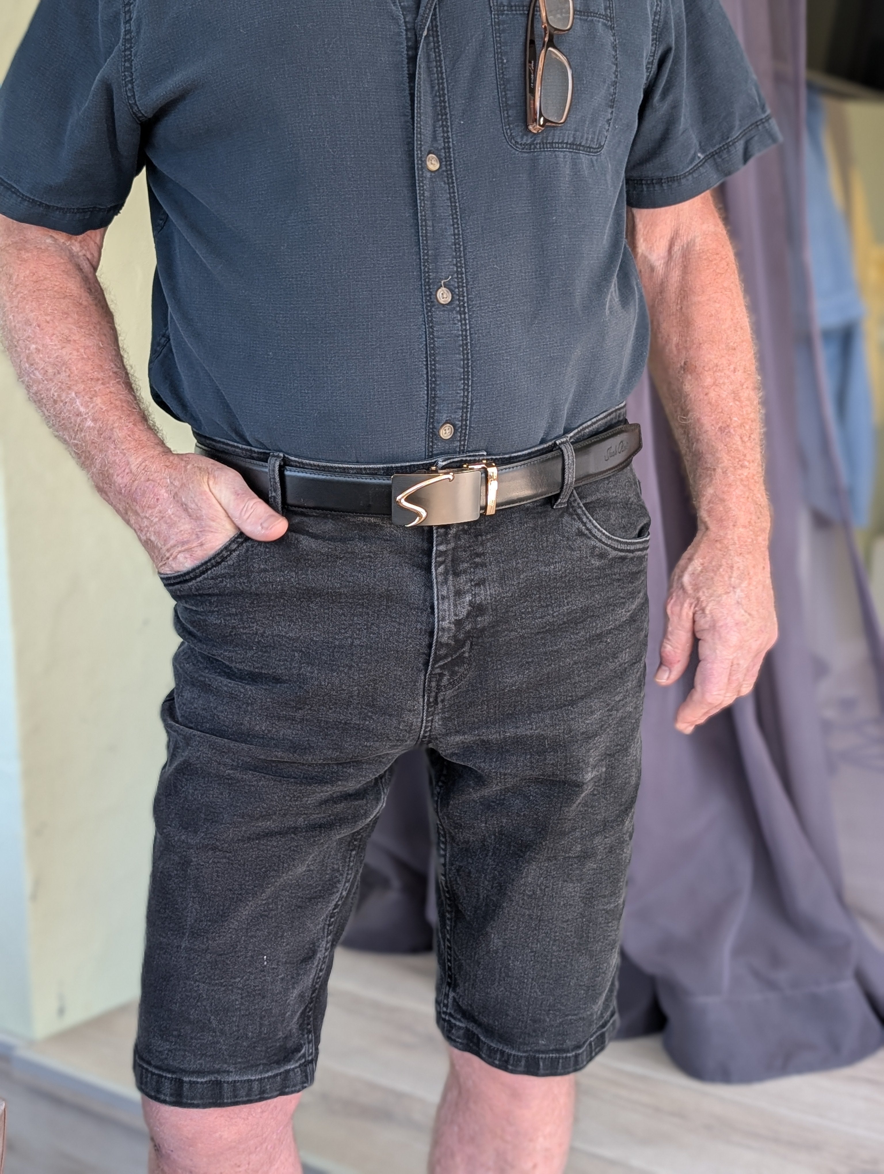 Jack Belt® Men's Full Grain Leather Belt - Plain Black With M75 Buckle (PLBLM75)