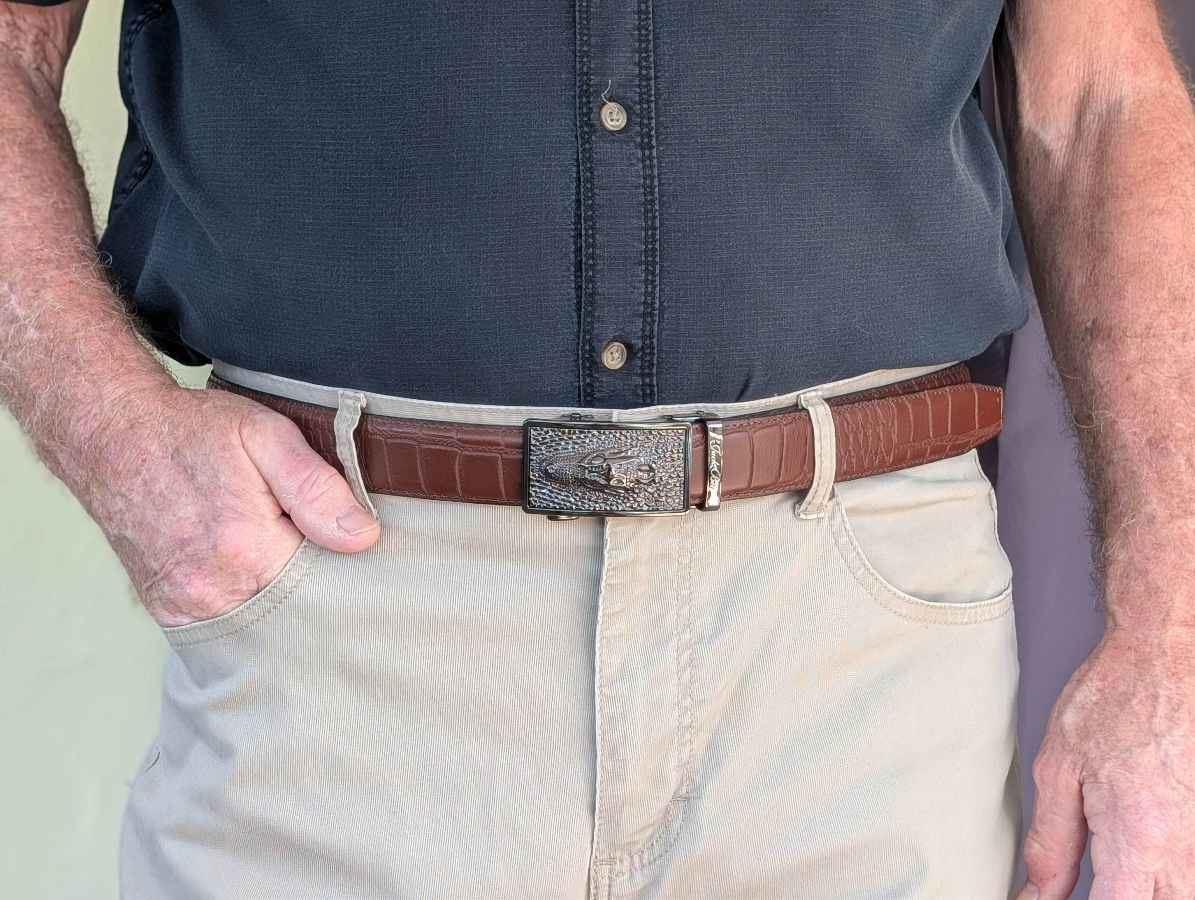 Jack Belt® Men's Full Grain Leather Belt - Croc Brown With M79 Buckle (CRBRM79)