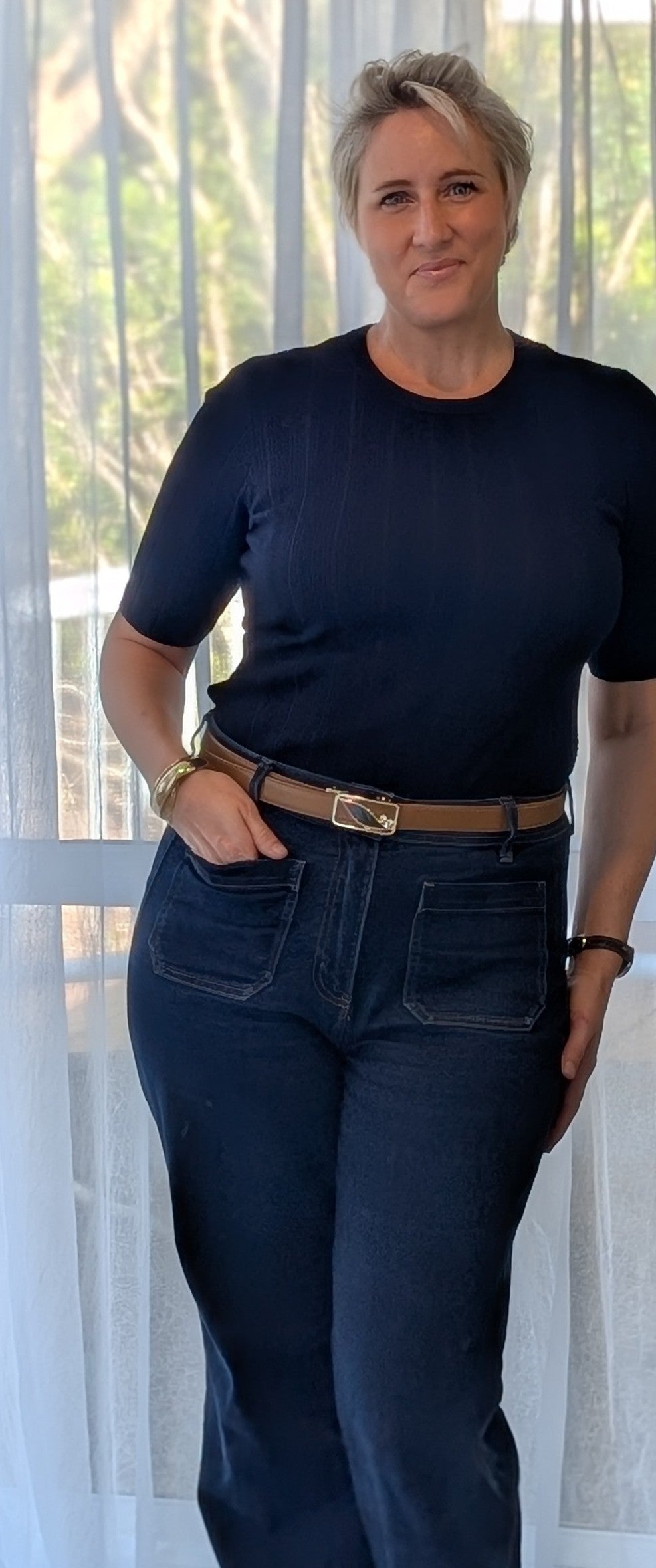 Jack Belt® Women's Full Grain Leather Belt - Slim Tan With W8 Buckle (WSLTAW8)