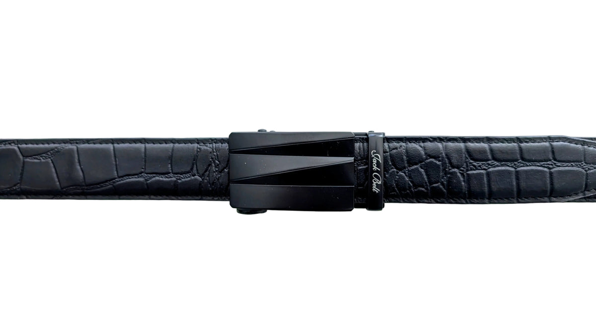 Jack Belt® Men's Full Grain Leather Belt - Croc Black With M4 Buckle (CRBLM4)