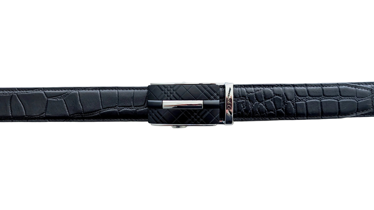 Jack Belt® Men's Full Grain Leather Belt - Croc Black With M80 Buckle (CRBLM80)