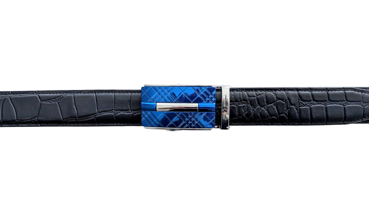 Jack Belt® Men's Full Grain Leather Belt - Croc Black With M5 Buckle (CRBLM5)
