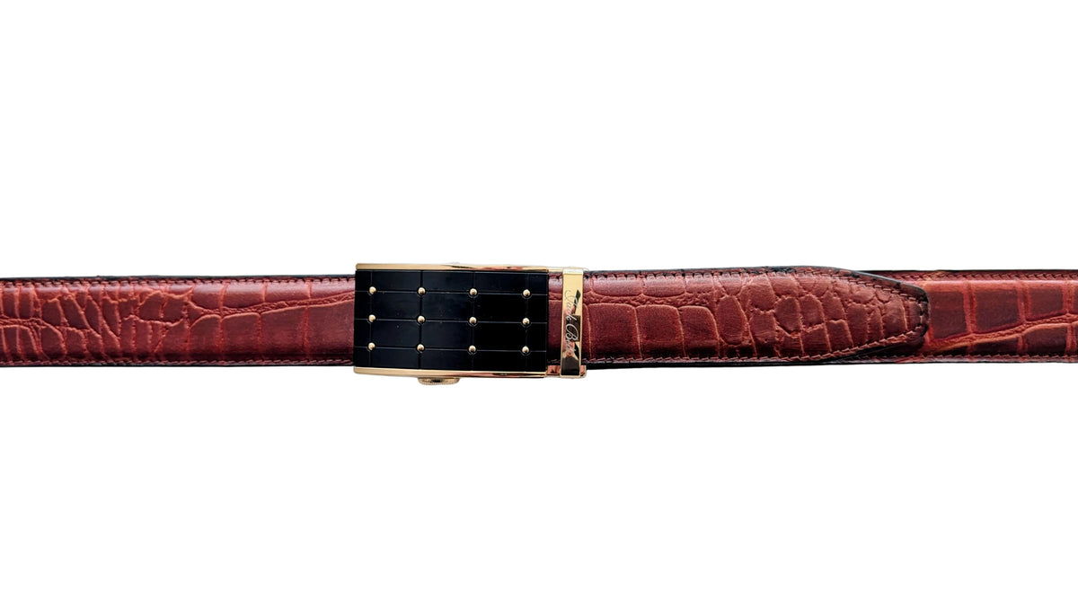 Jack Belt® Men's Full Grain Leather Belt - Croc Burgundy with M78 Buckle (CRBUM78)