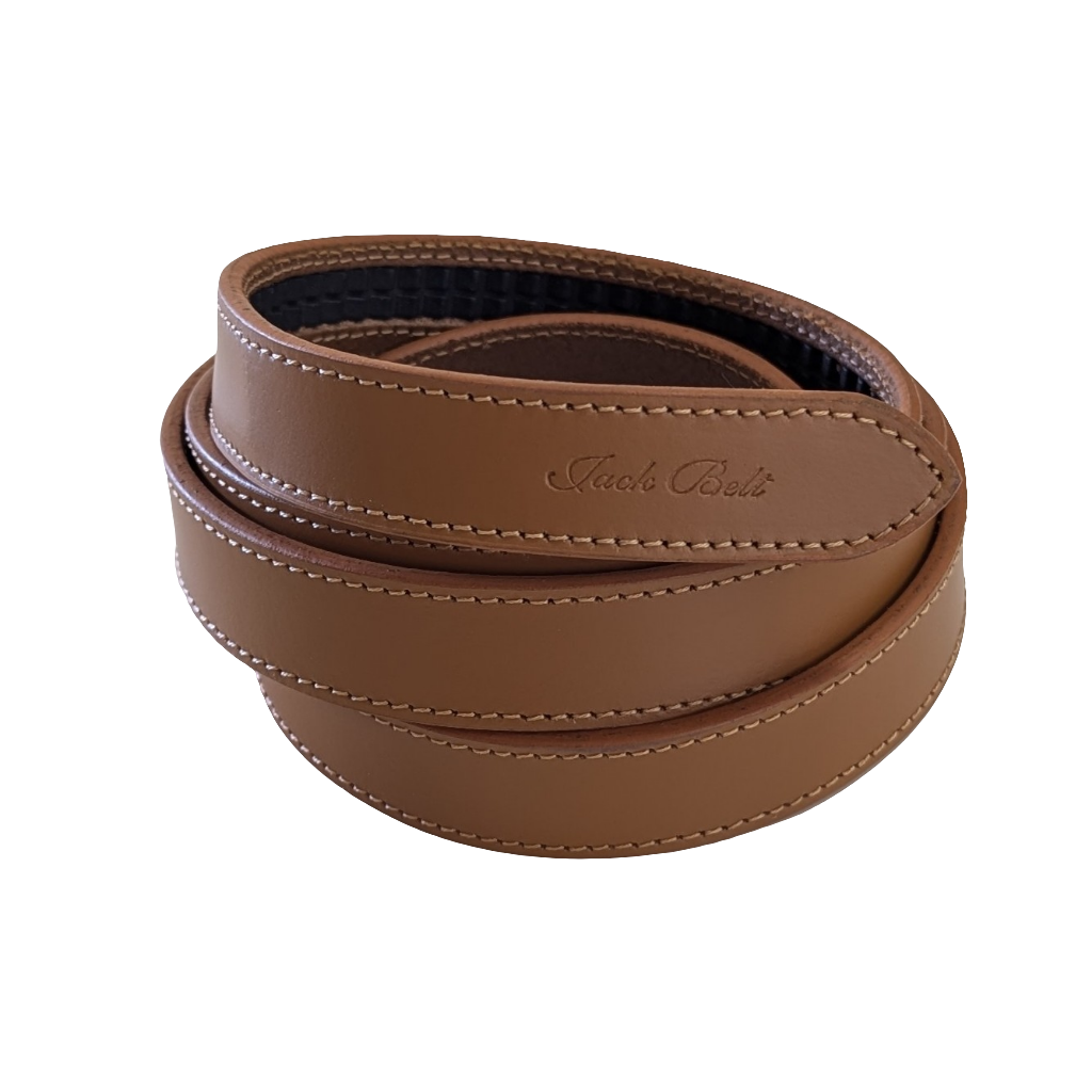Jack Belt® Women's Full Grain Leather Belt - Slim Tan With W7 Buckle (WSLTAW7)