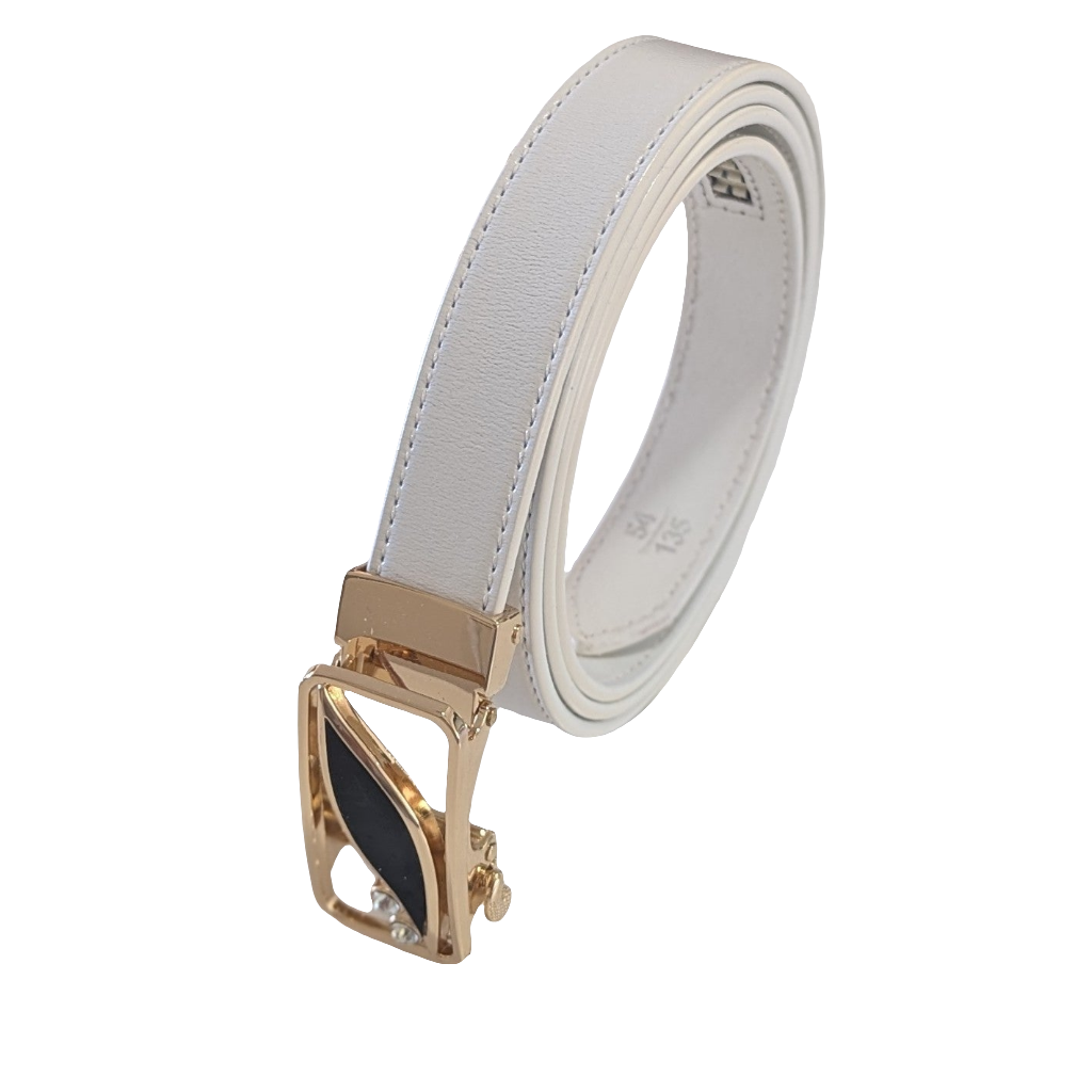 Jack Belt® Women's Full Grain Leather Belt - Slim White With W8 Buckle (WSLWHW8)