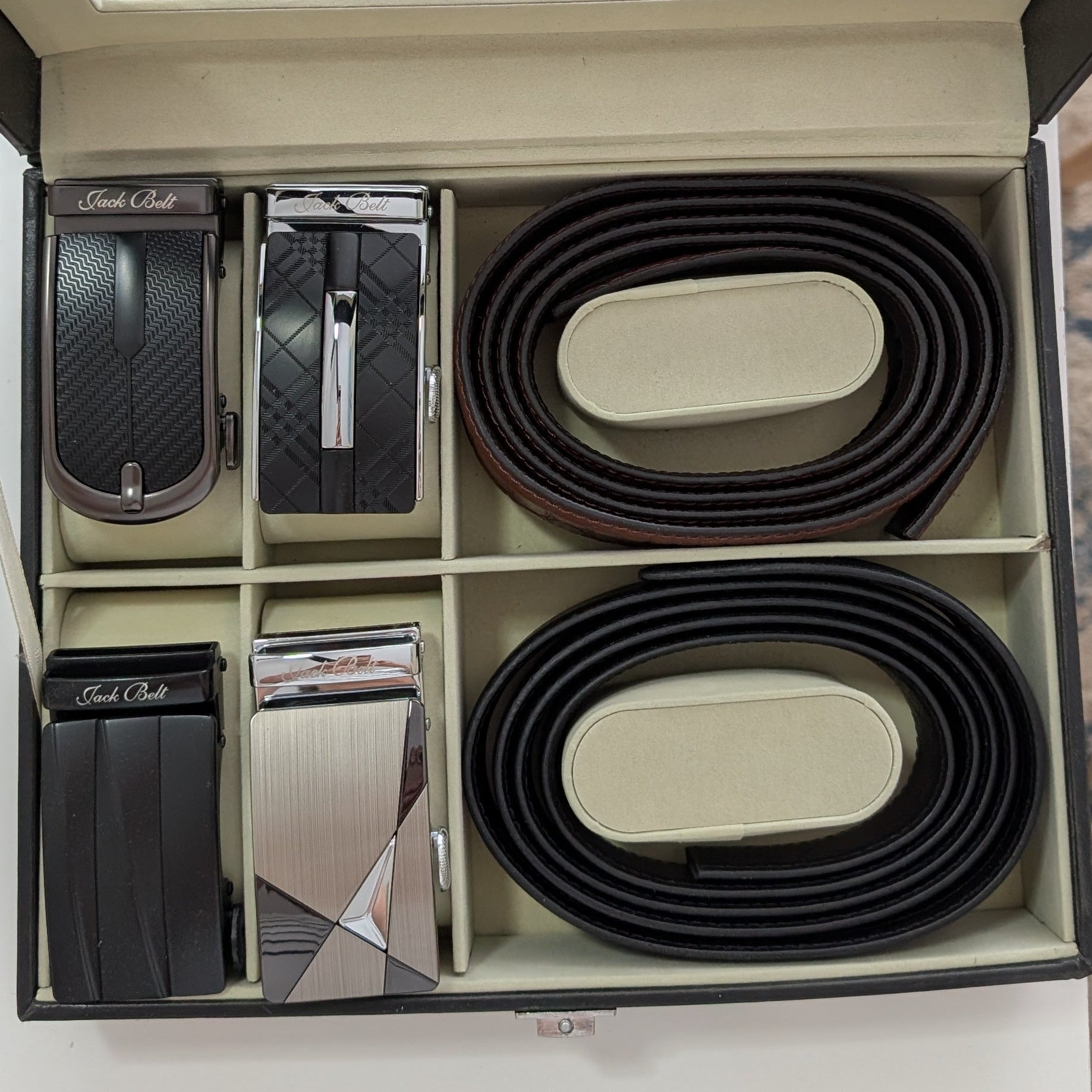 JACK BELT MEN'S BANKERS BOX SET BUNDLE ( PLAIN BLACK AND CROC BROWN M73-M4-9-M80