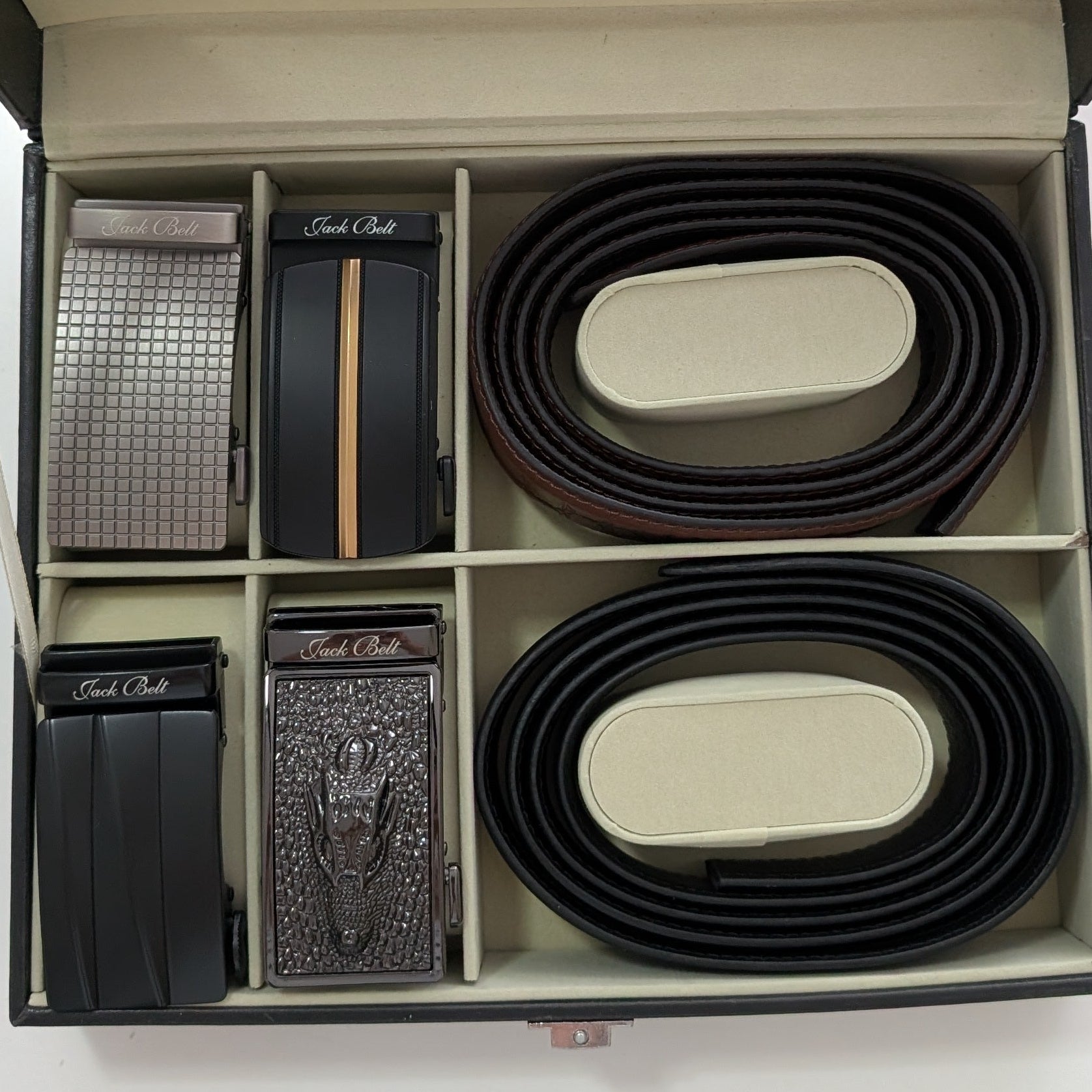 JACK BELT MENS LEISURE BOX SET BUNDLE (PLAIN BLACK AND CROC BROWN M76-M8-M4-M79)