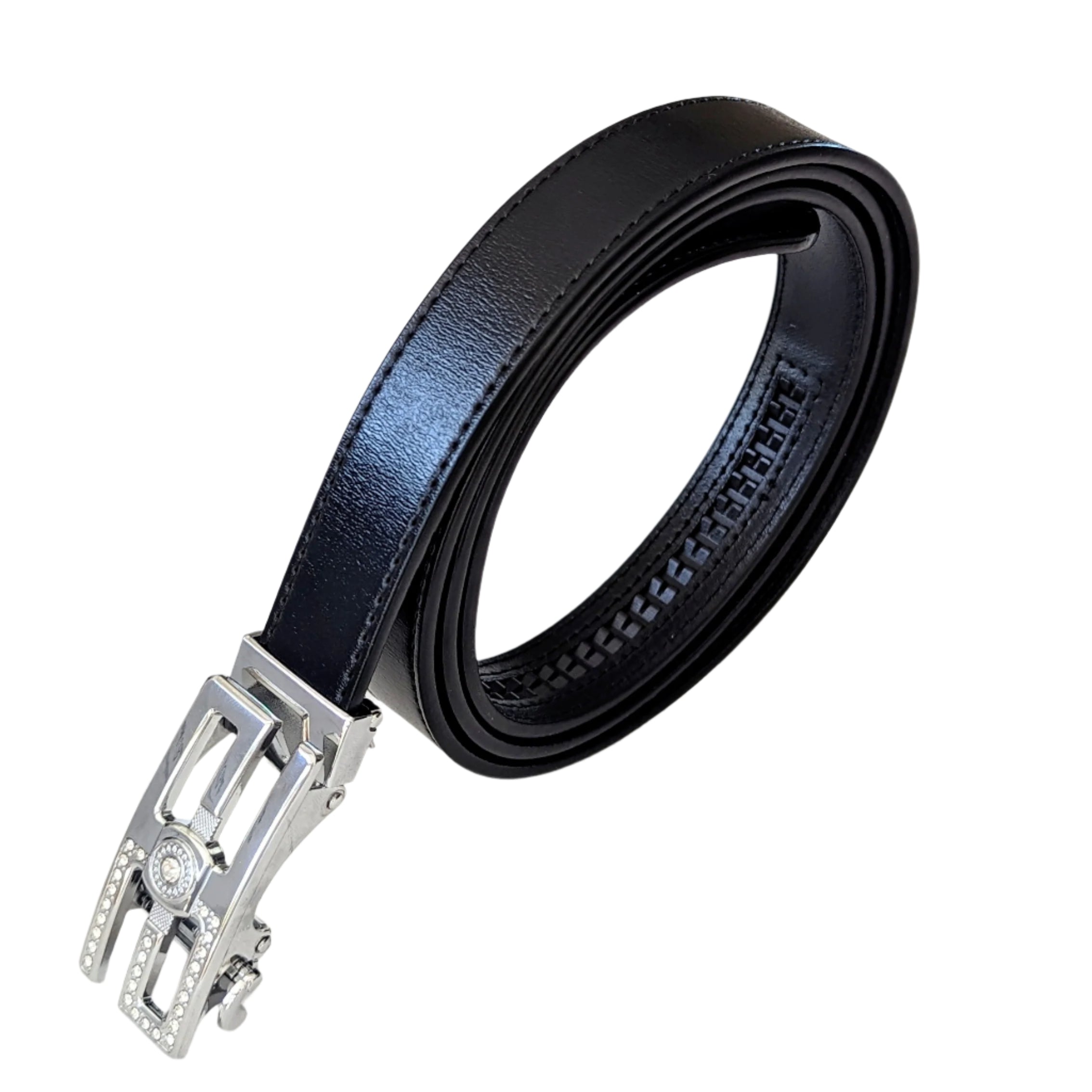 Jack Belt® Women's Full Grain Leather Belt - Slim Black With W18 Buckle (WSLBLW18)