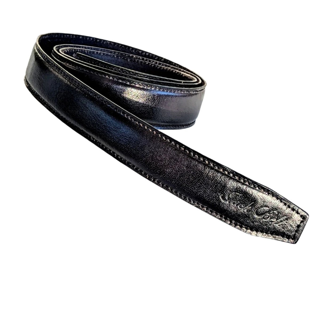 Jack Belt® Men's Full Grain Leather Belt Strap - Plain Black (PLBL)