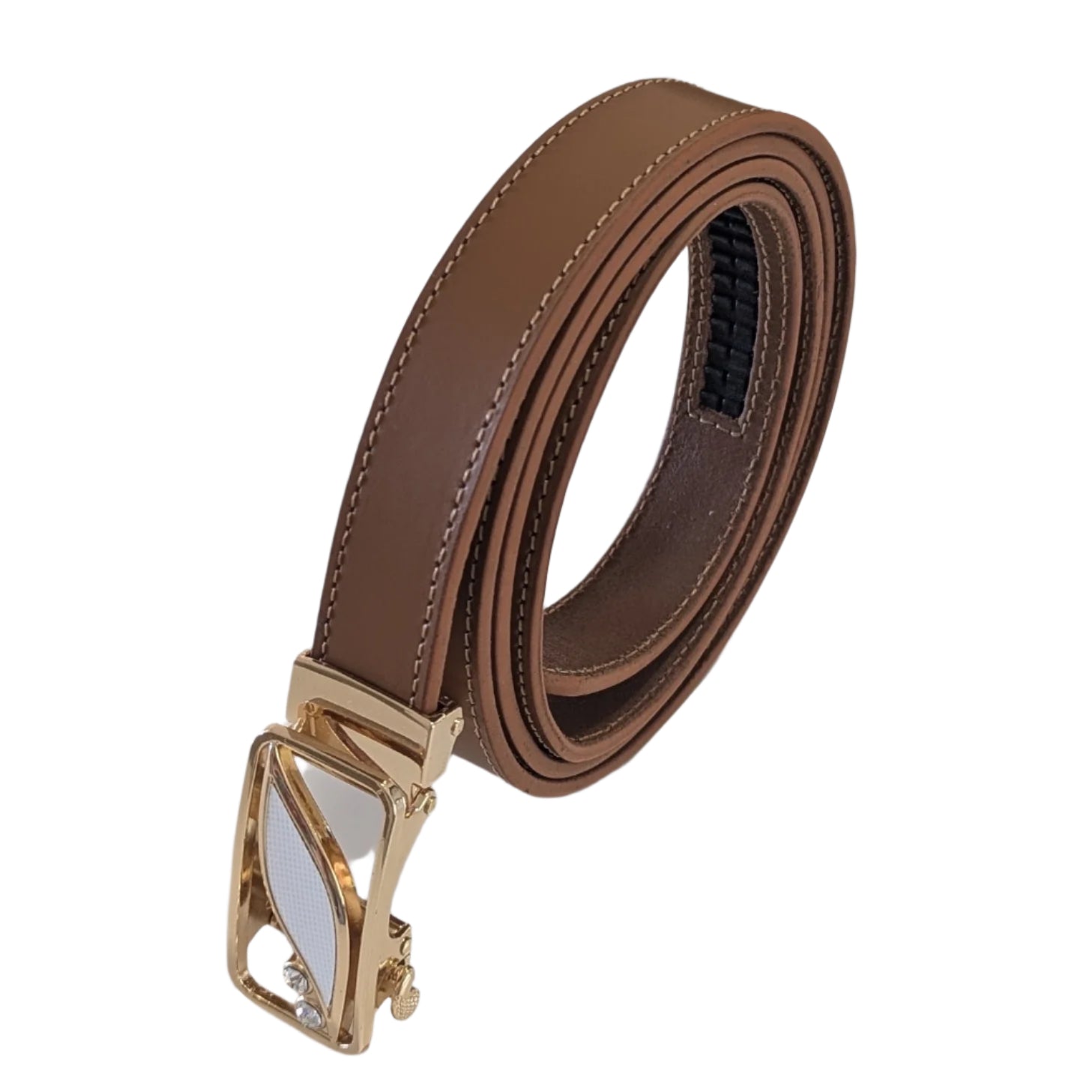 Jack Belt® Women's Full Grain Leather Belt - Slim Tan With W7 Buckle (WSLTAW7)