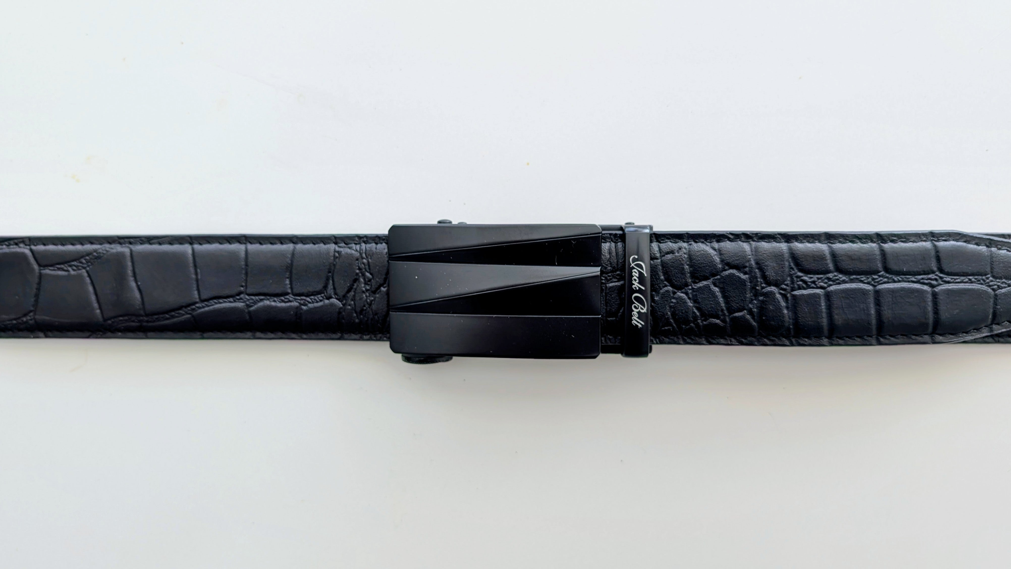 Jack Belt® Men's Full Grain Leather Belt - Croc Black With M4 Buckle (CRBLM4)