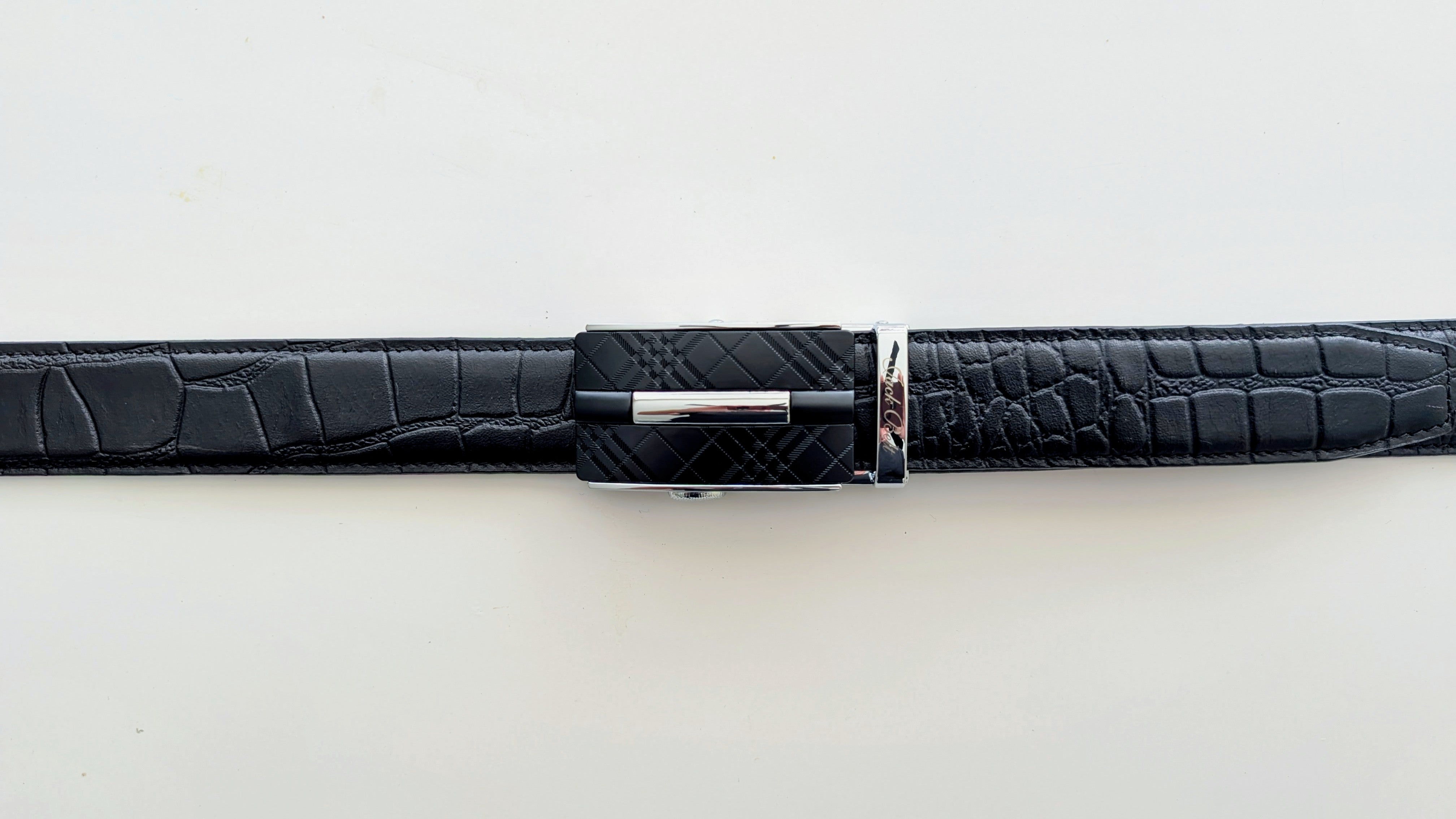 Jack Belt® Men's Full Grain Leather Belt - Croc Black With M80 Buckle (CRBLM80)