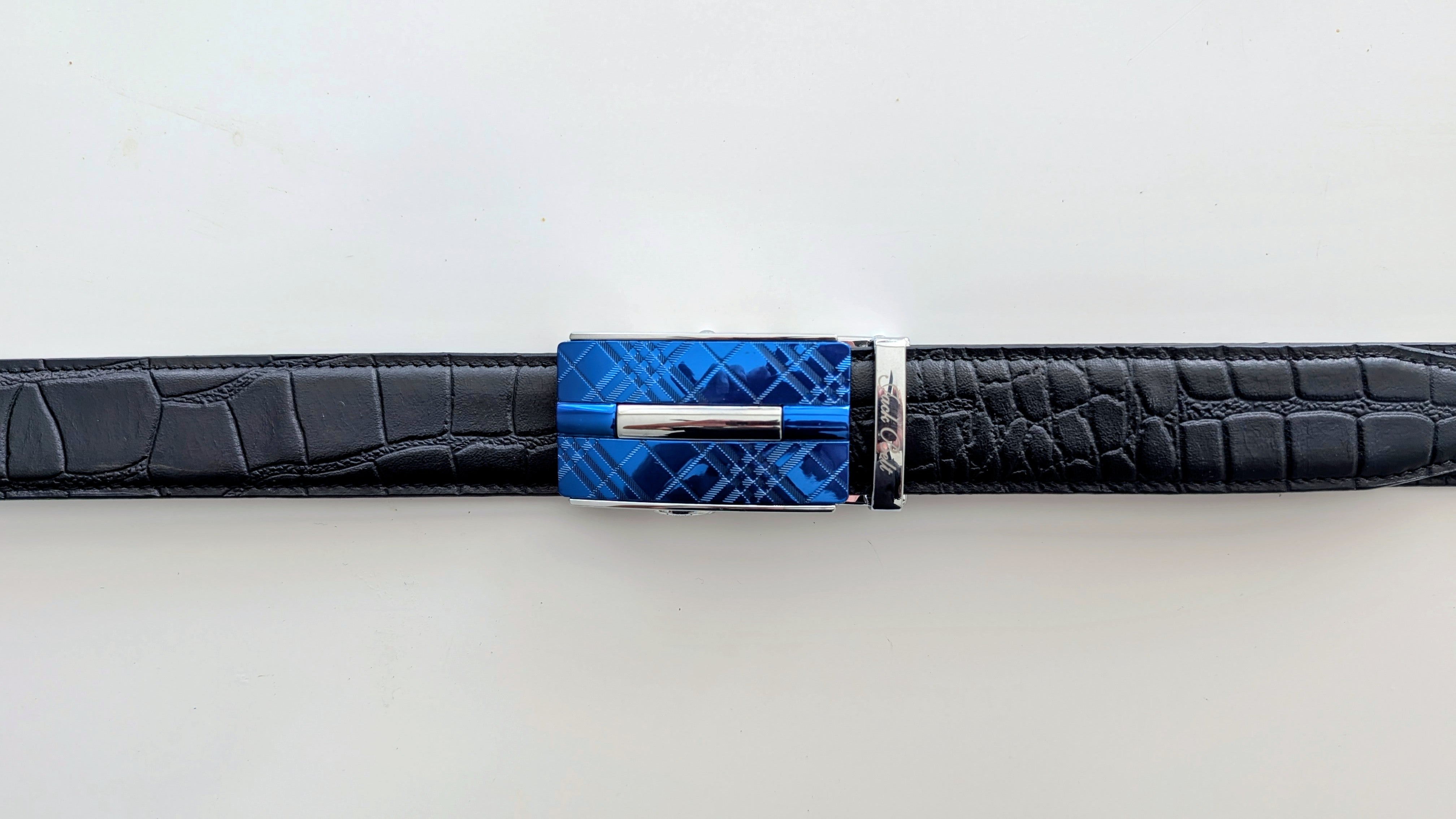 Jack Belt® Men's Full Grain Leather Belt - Croc Black With M5 Buckle (CRBLM5)