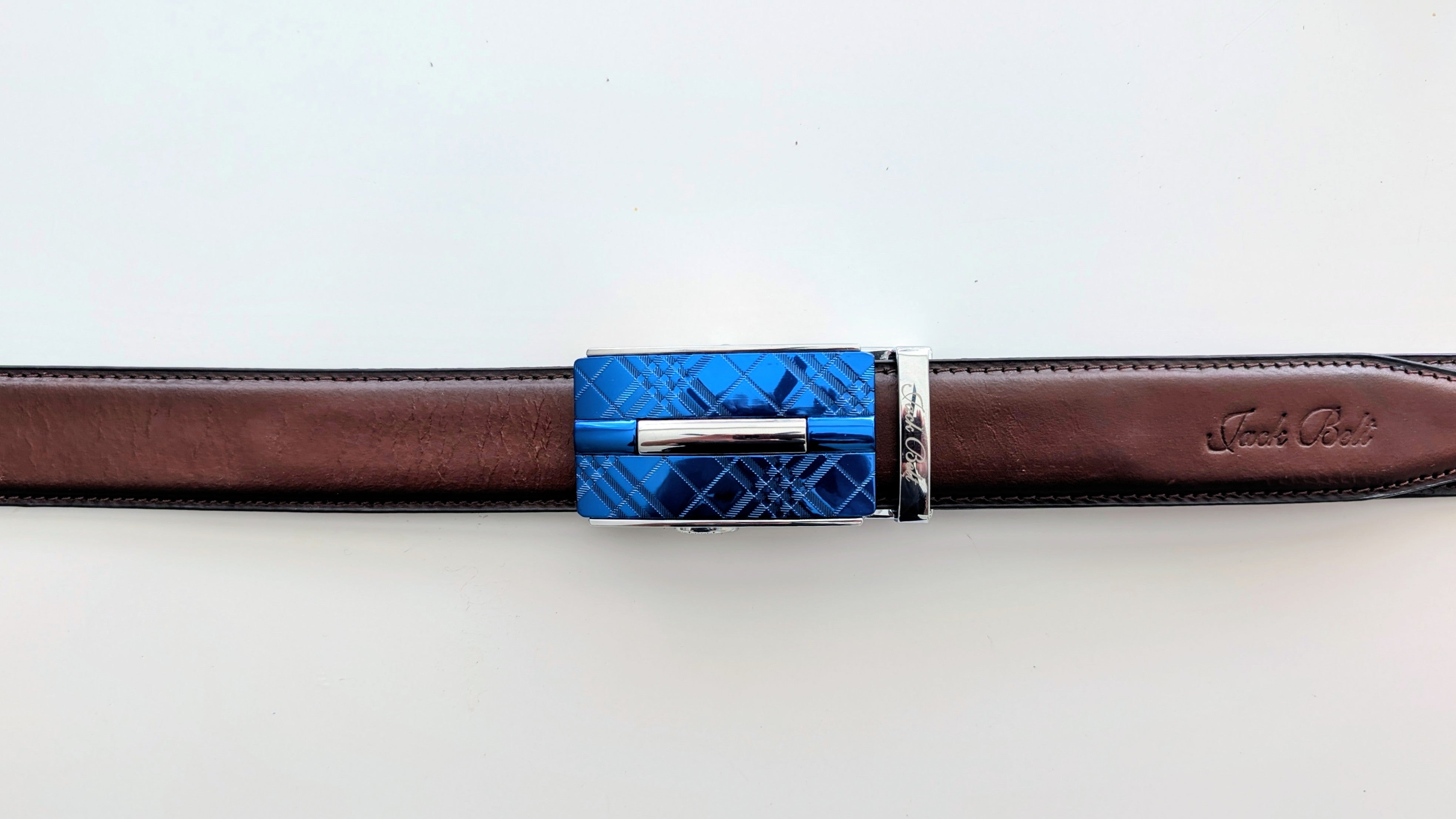 Jack Belt® Men's Full Grain Leather Belt - Plain Brown With M5 Buckle (PLBRM5)