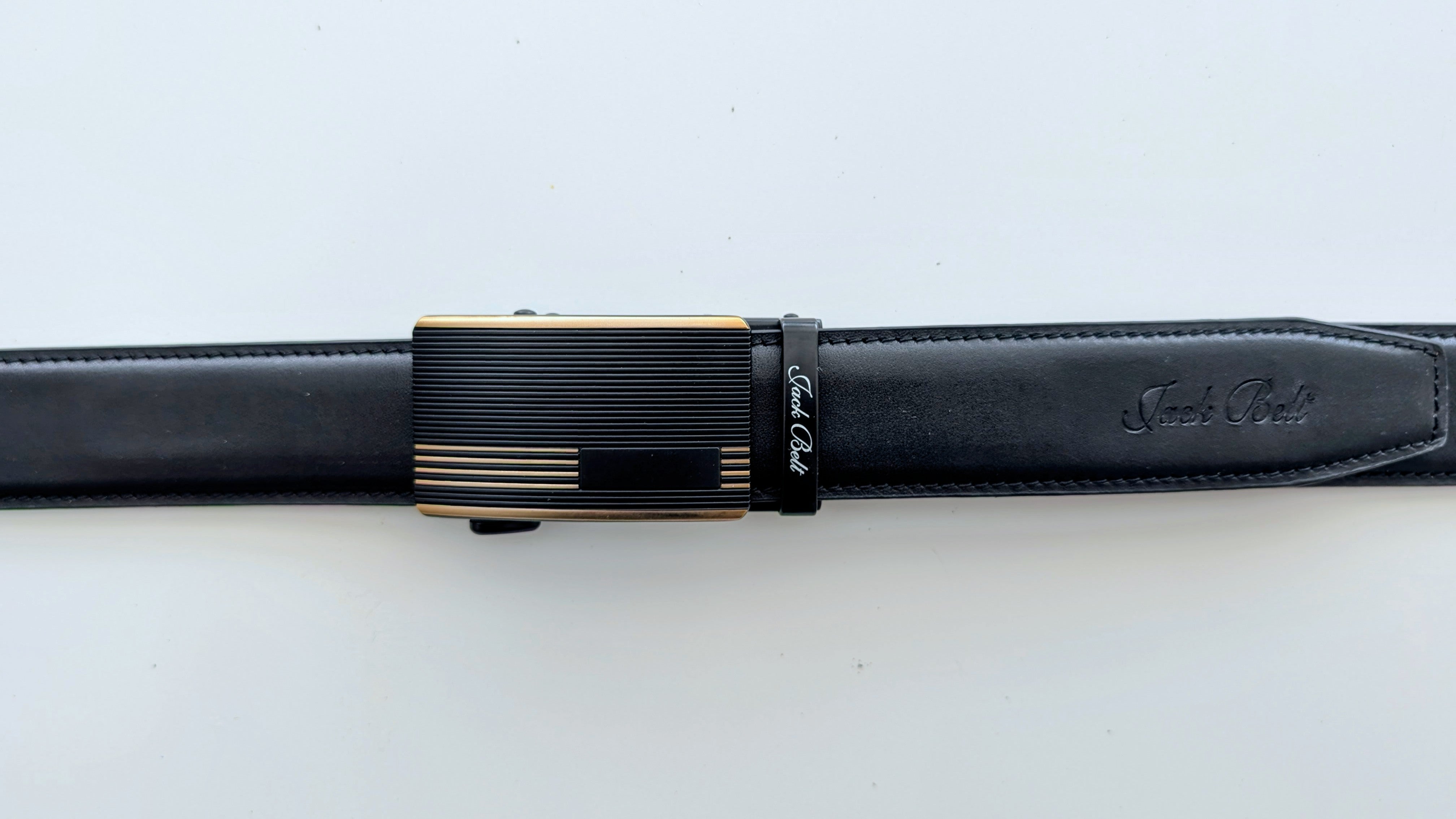 Jack Belt® Men's Full Grain Leather Belt - Plain Black With M1 Buckle (PLBLM1)