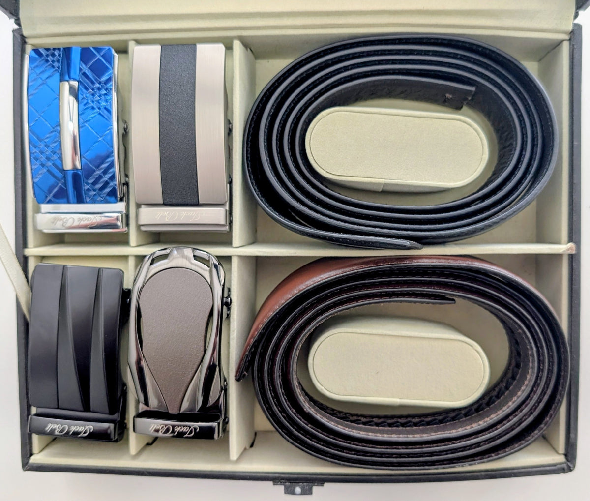 JACK BELT MEN'S HAPPY BOX SET BUNDLE (PLAIN BLACK AND CROC BROWN (M4, M38, M60, M5)