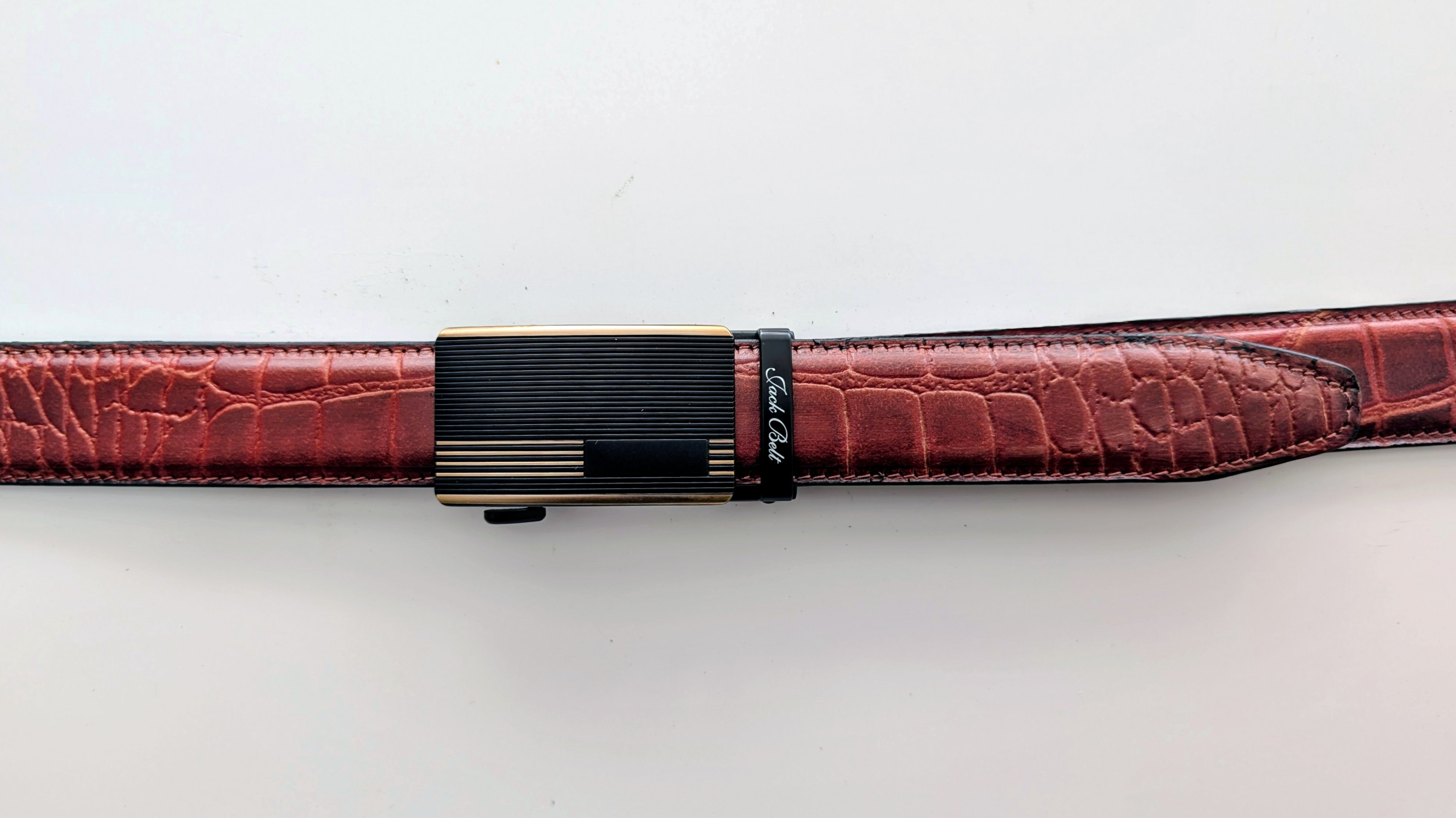 Jack Belt® Men's Full Grain Leather Belt - Croc Brown with M1 Buckle (CRBRM1)