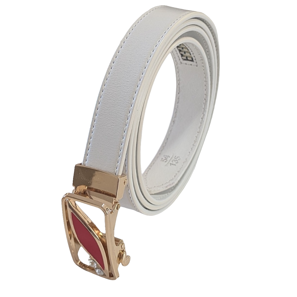 Jack Belt® Women's Full Grain Leather Belt - Slim White With W9 Buckle (WSLWHW9)