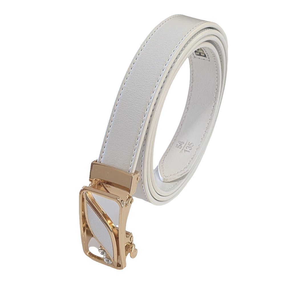 Jack Belt® Women's Full Grain Leather Belt - Slim White With W7 Buckle (WSLWHW7)