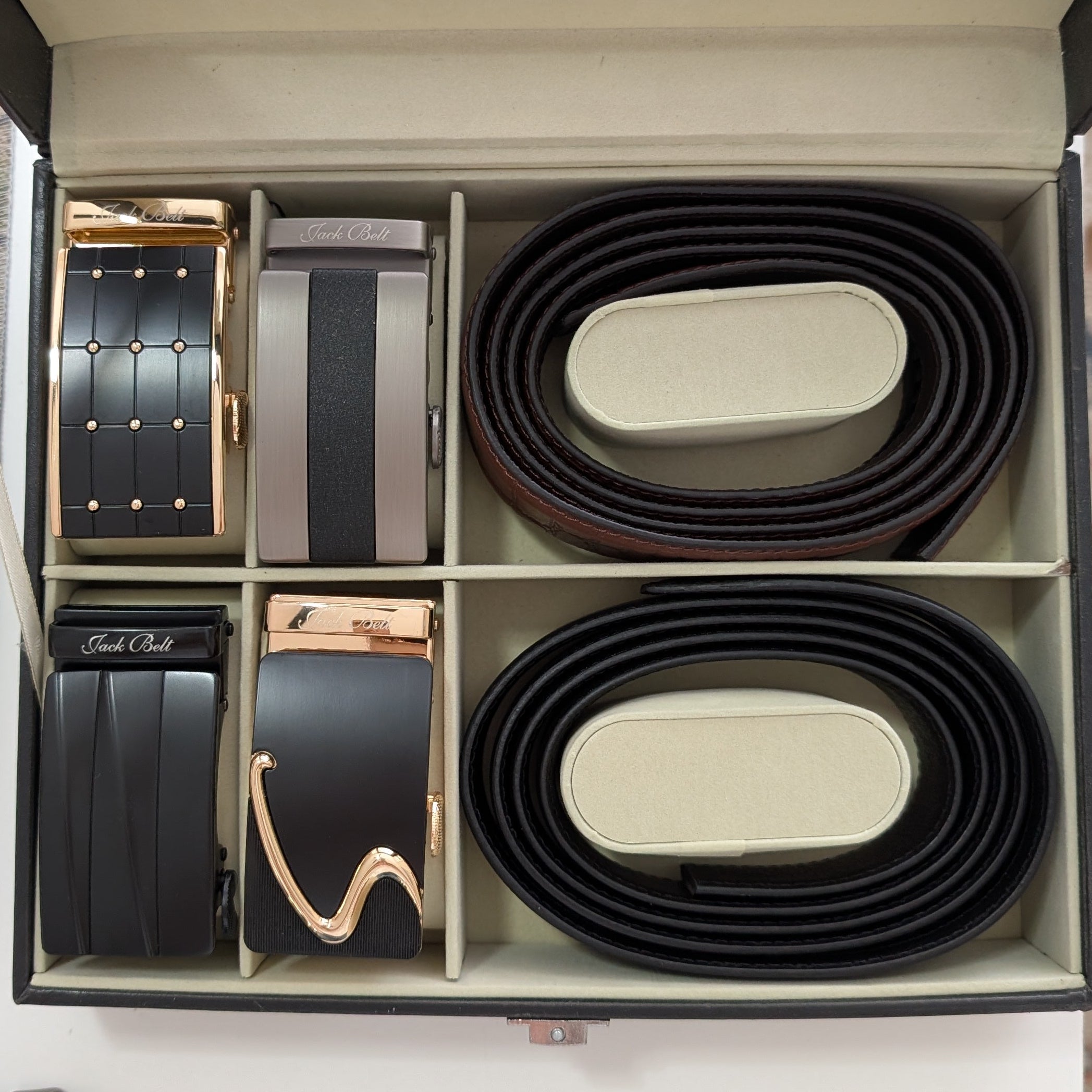 JACK BELT MEN'S COOL BOX SET BUNDLE (PLAIN BROWN AND PLAIN BLACK M60-M4-M76-M75)
