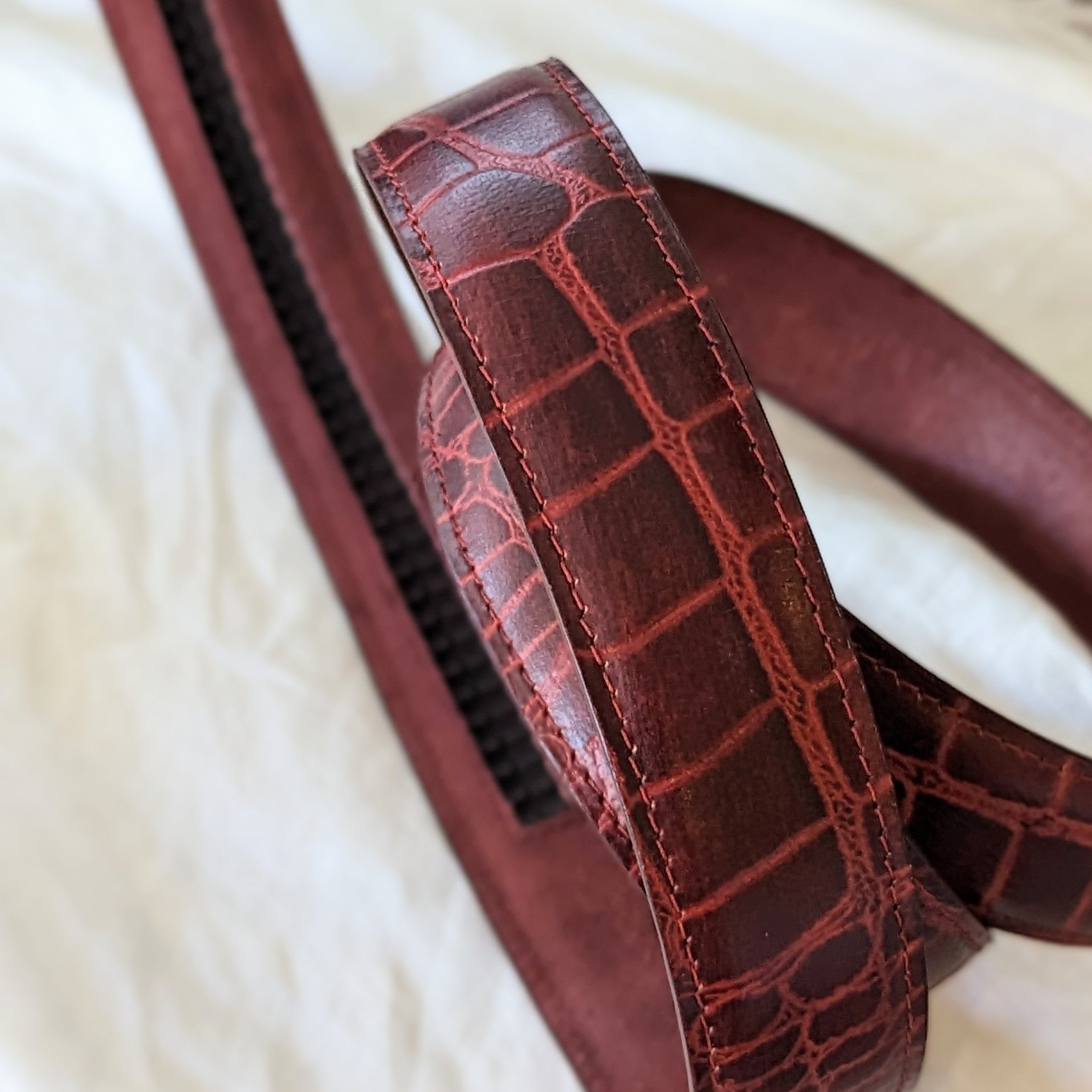 Jack Belt® Men's Full Grain Leather Belt Strap - Croc Rich Burgundy (CRRB)