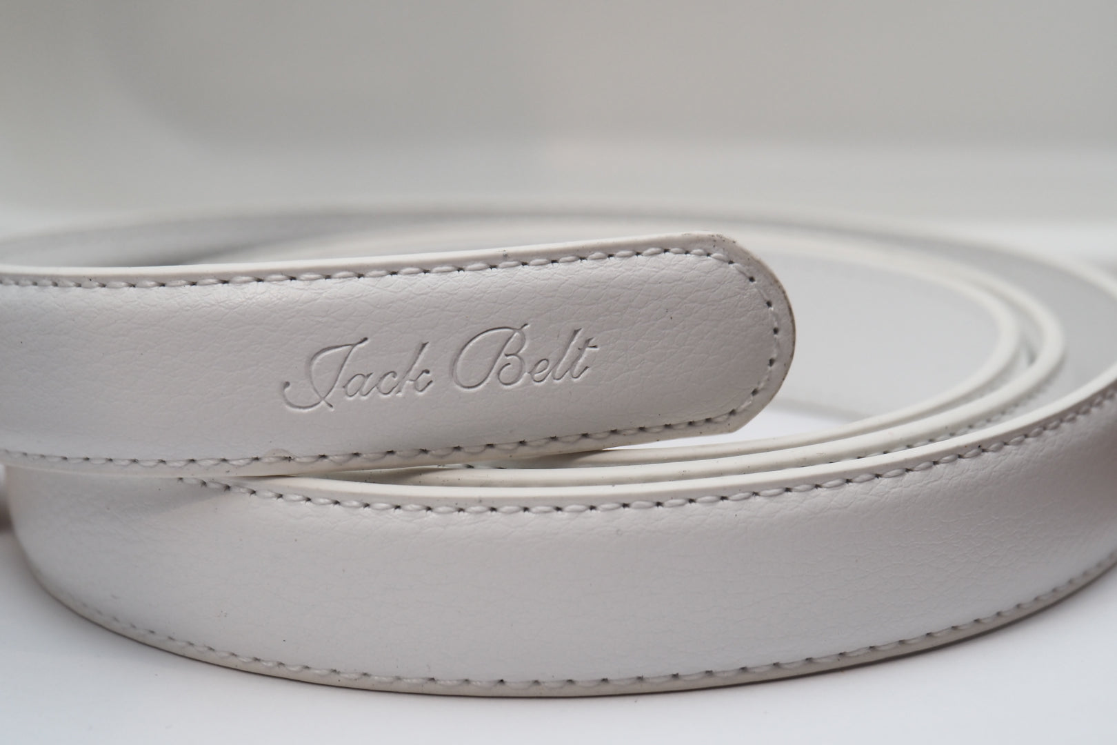 Jack Belt® Women's Full Grain Leather Belt Strap - Slim White (WSLWH)