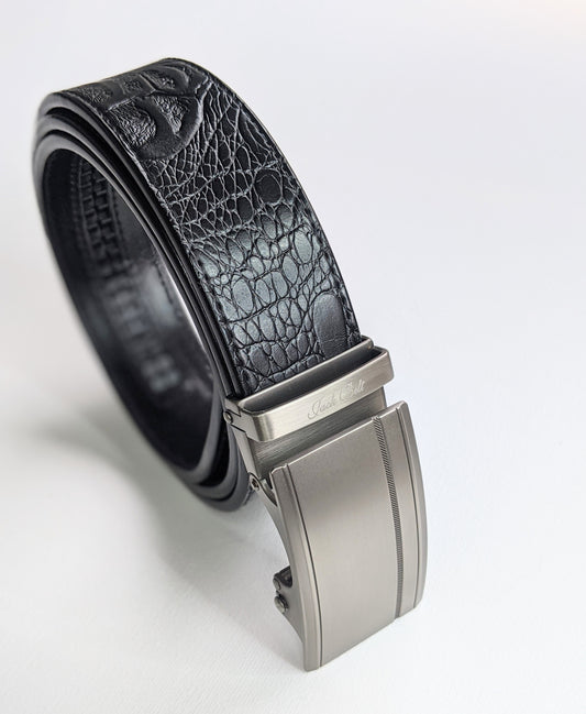Genuine leather subtle pattern black SBL55